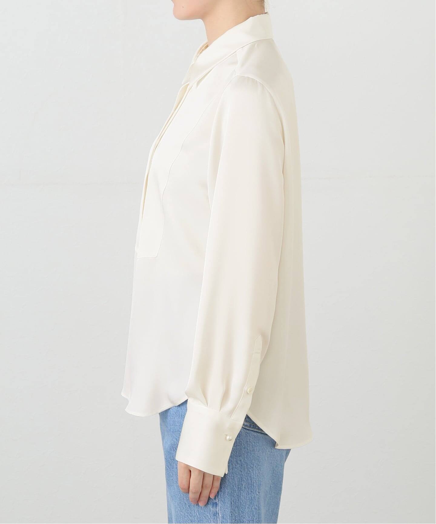 Col Pierrot/コル ピエロ】 PEARL BUTTUN SATIN BLOUSE（シャツ