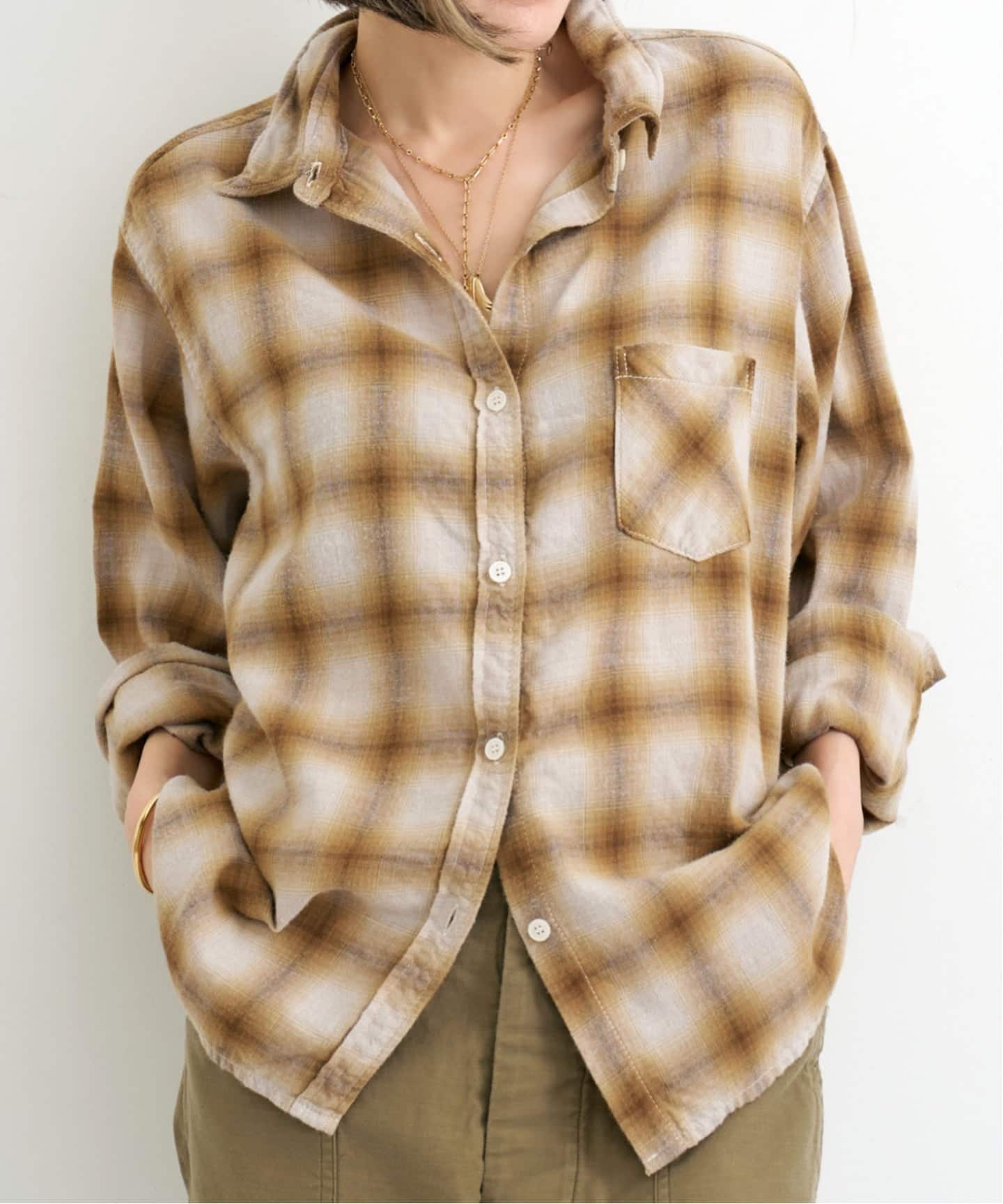 REMI RELIEF/レミ レリーフOMBRE CHECK SHIRT REMI RELIEF/レミ レリーフ】 OMBRE CHECK SHIRT（シャツ／ブラウス