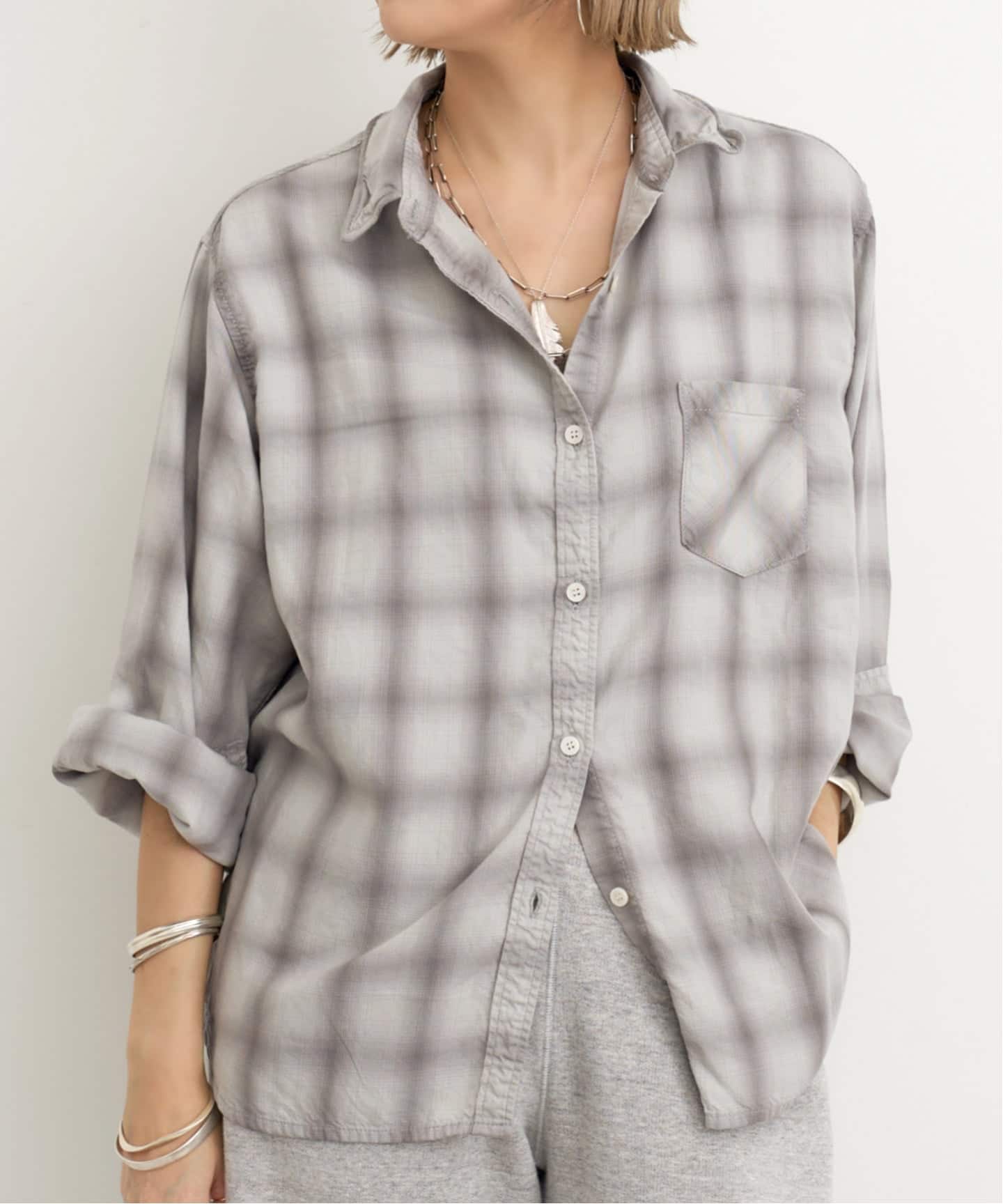 REMI RELIEF/レミ レリーフ】 TENCEL OMBRE CHECK SHIRT（シャツ