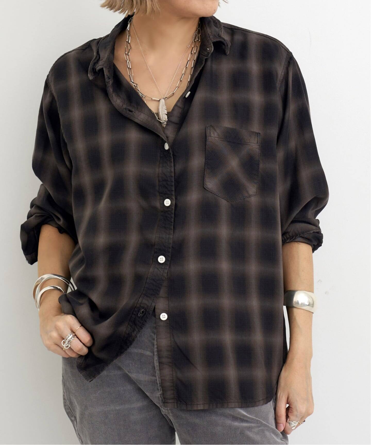 REMI RELIEF/レミ レリーフ】 TENCEL OMBRE CHECK SHIRT（シャツ