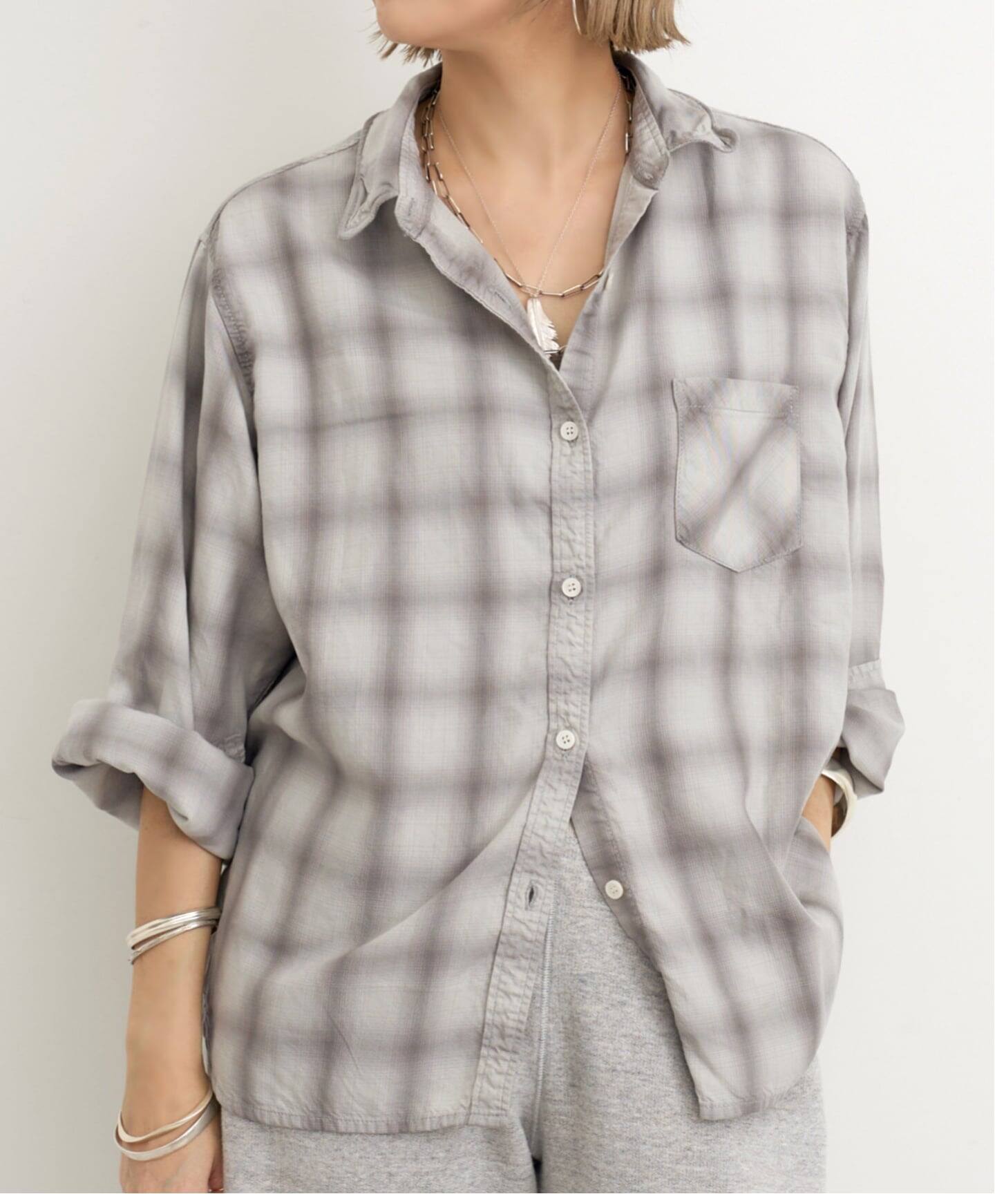 REMI RELIEF/レミ レリーフ】 TENCEL OMBRE CHECK SHIRT（シャツ 