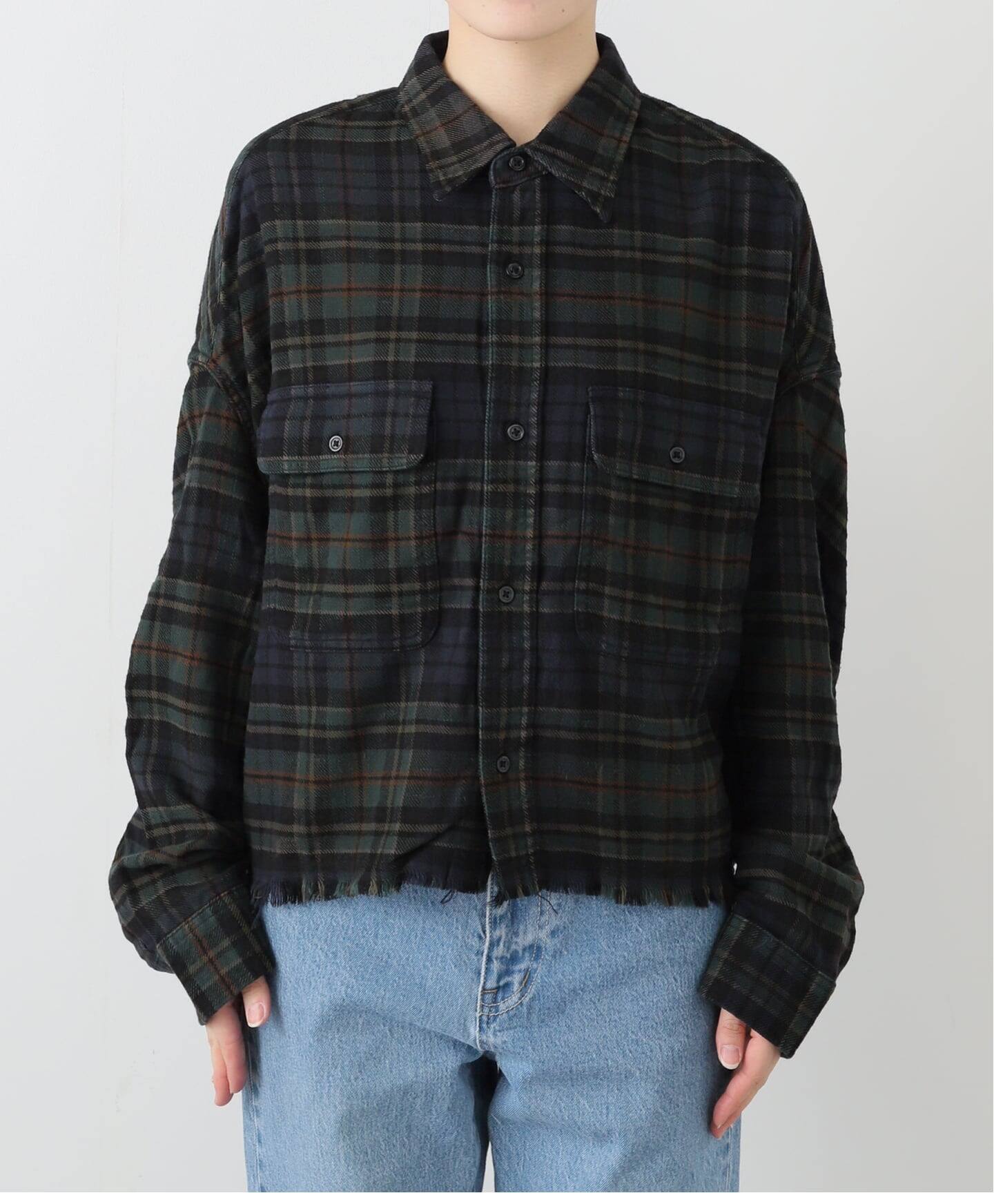 R13/アールサーティーン】 CROPPED WORK SHIRT（シャツ／ブラウス）｜L