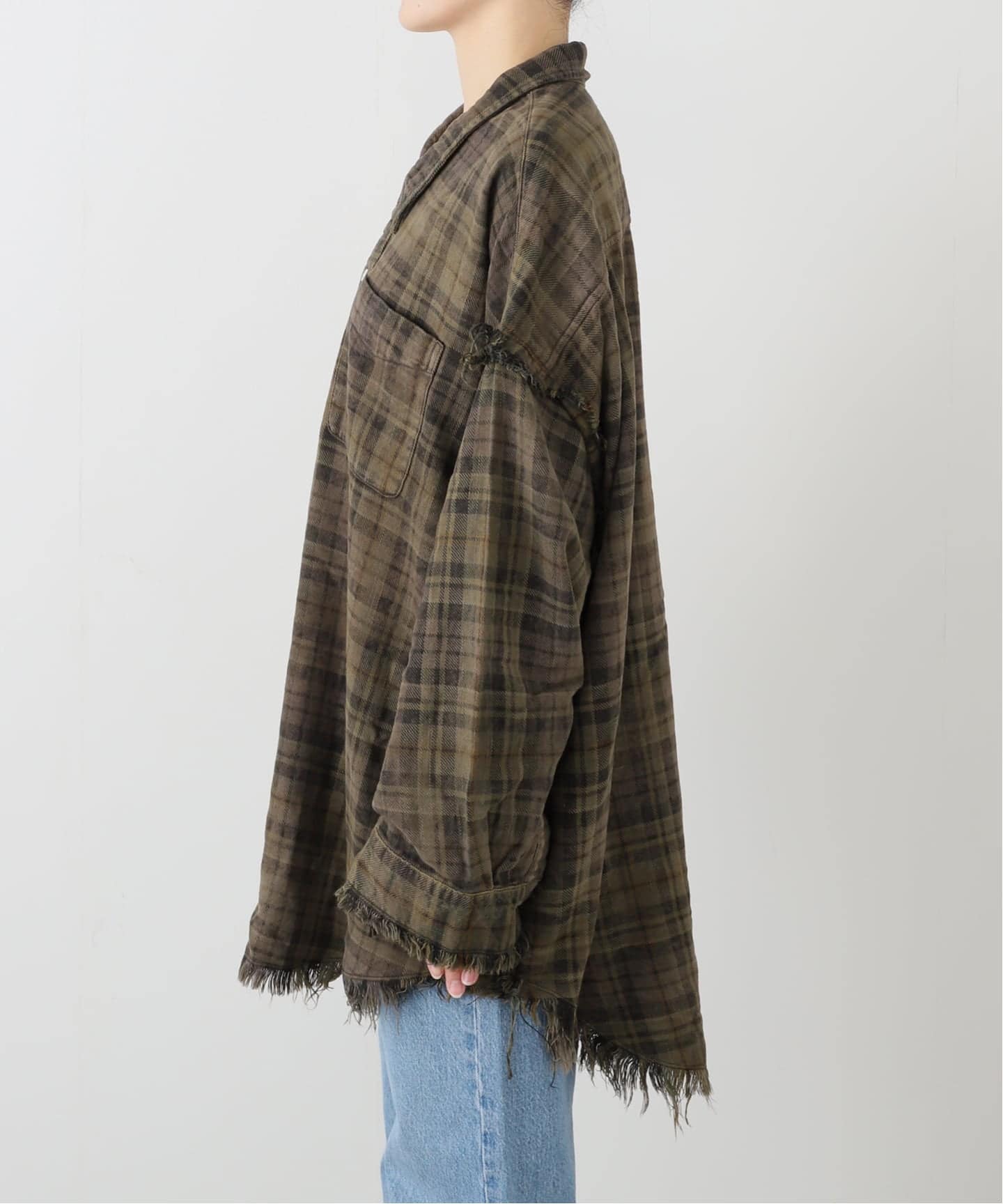 R13/アールサーティーン】 SHREDDED SEAM DROP NECK SHIRT(シャツ R13/アールサーティーン】 SHREDDED SEAM DROP NECK SHIRT(シャツ