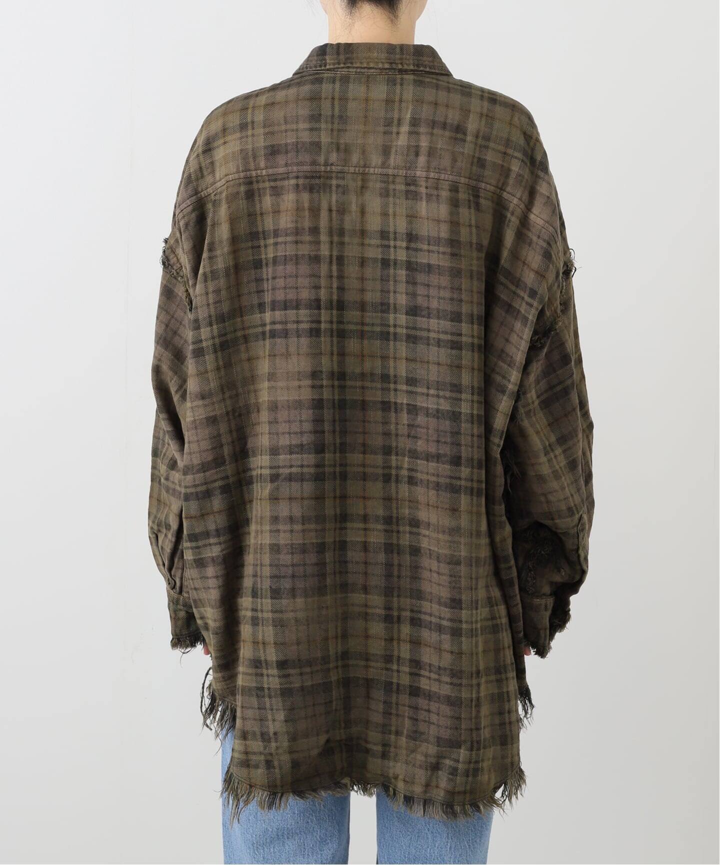 R13/アールサーティーン】 SHREDDED SEAM DROP NECK SHIRT（シャツ