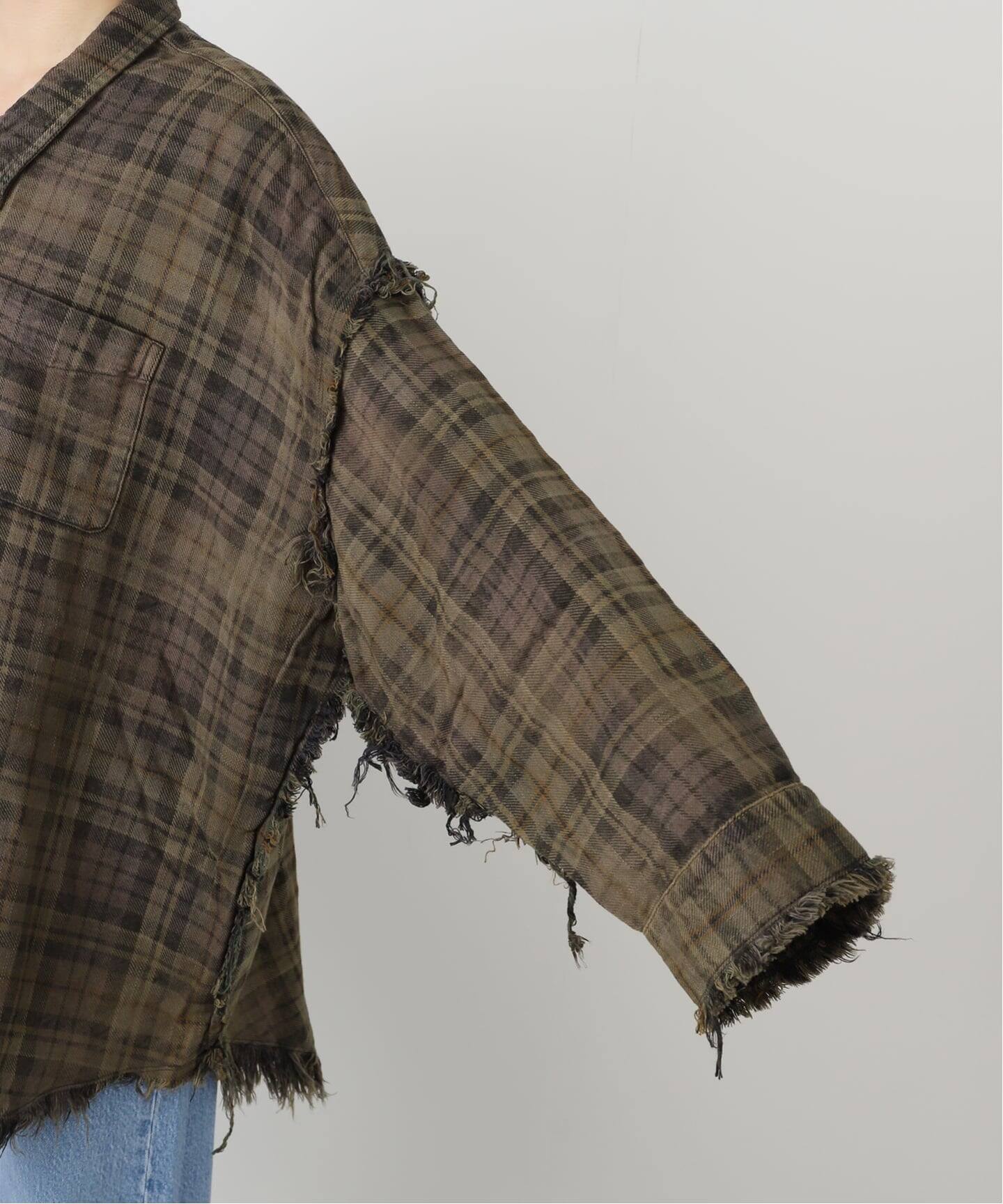 R13/アールサーティーン】 SHREDDED SEAM DROP NECK SHIRT（シャツ