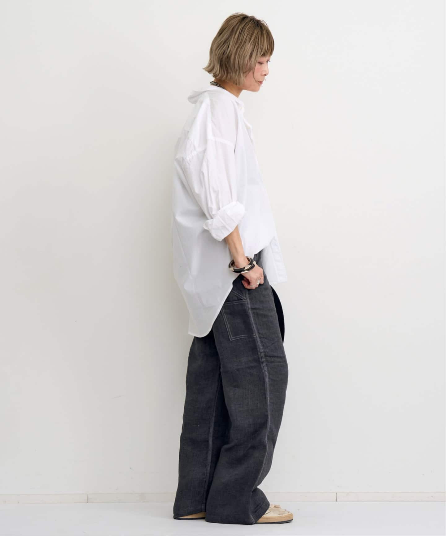 R13/アールサーティーン】 DROP NECK OXFORD SHIRT（シャツ／ブラウス