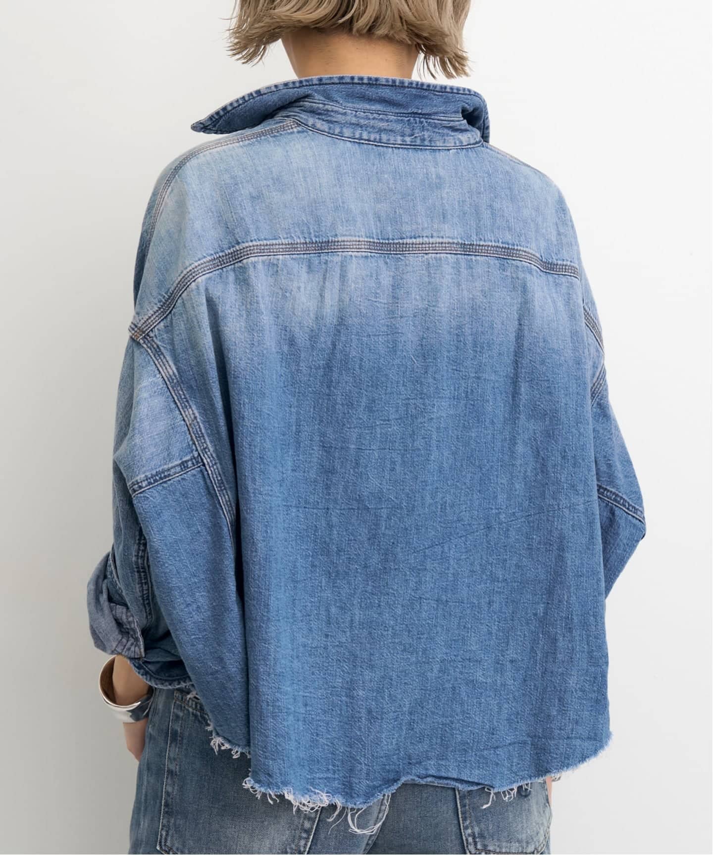 R13/アールサーティーン】 CROPPED DENIM SHIRT（シャツ／ブラウス