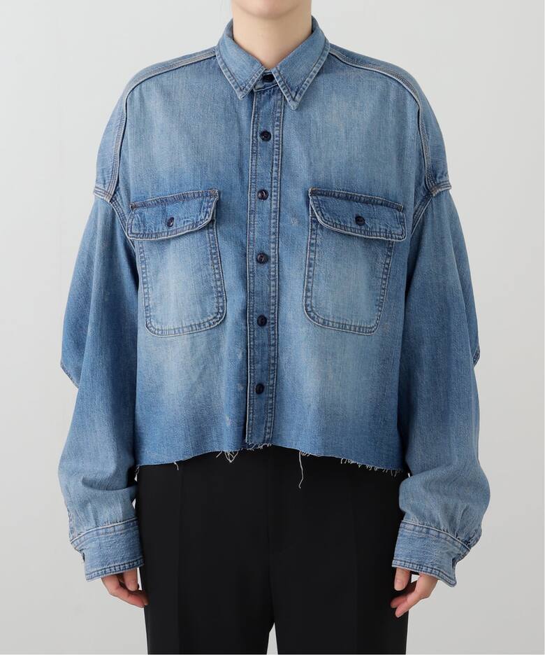 R13/アールサーティーン】 CROPPED DENIM SHIRT（シャツ／ブラウス 