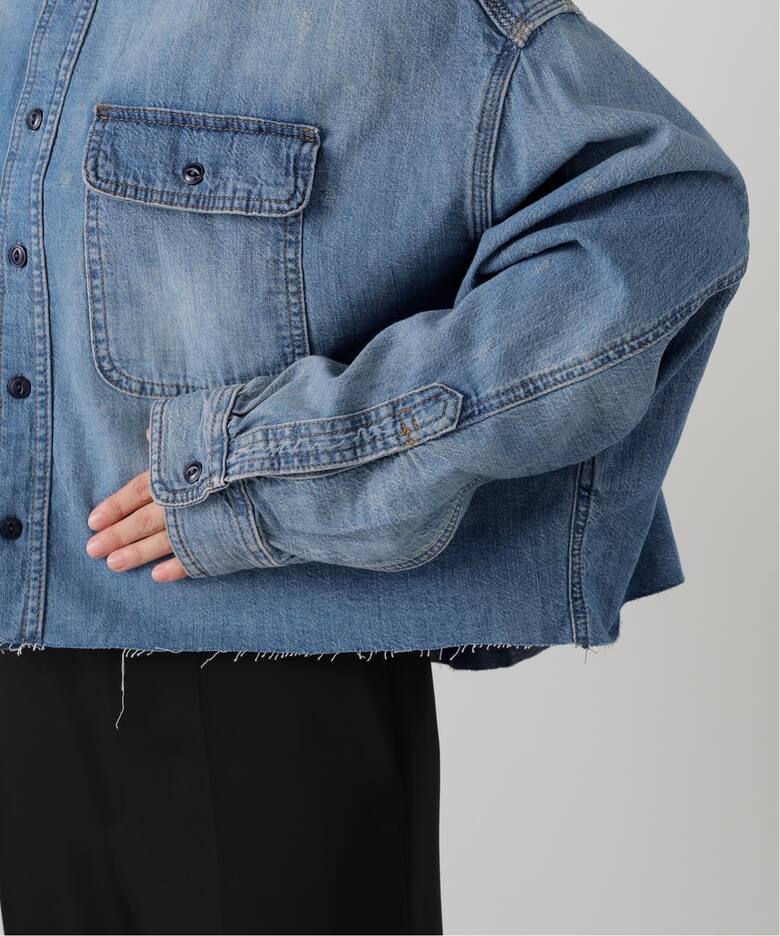 R13/アールサーティーン】 CROPPED DENIM SHIRT（シャツ／ブラウス 