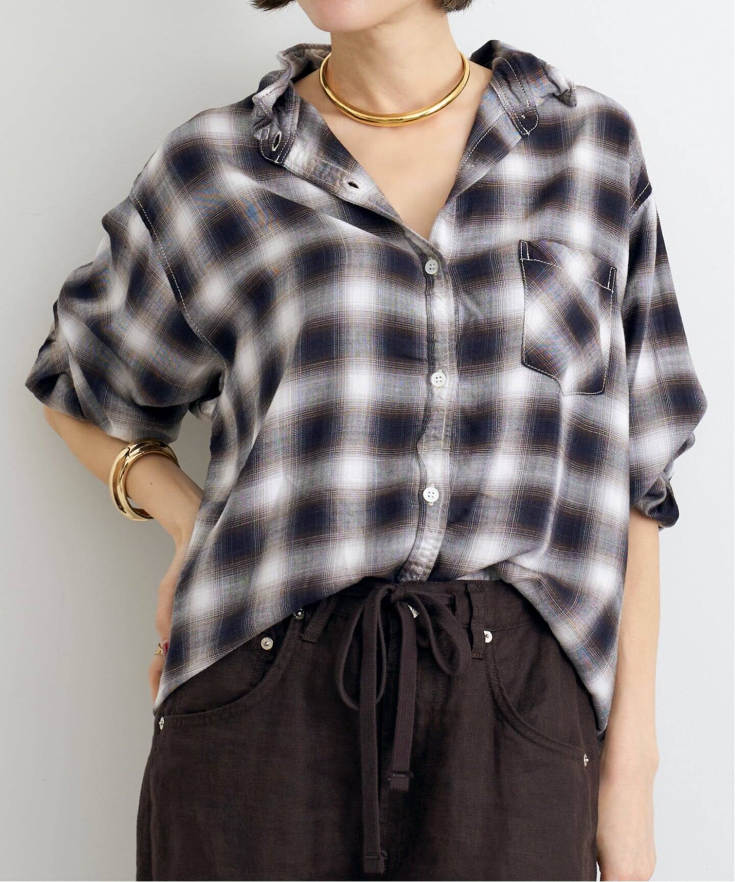 REMI RELIEF/レミ レリーフ】 CHECK SHIRT（シャツ／ブラウス）｜L 