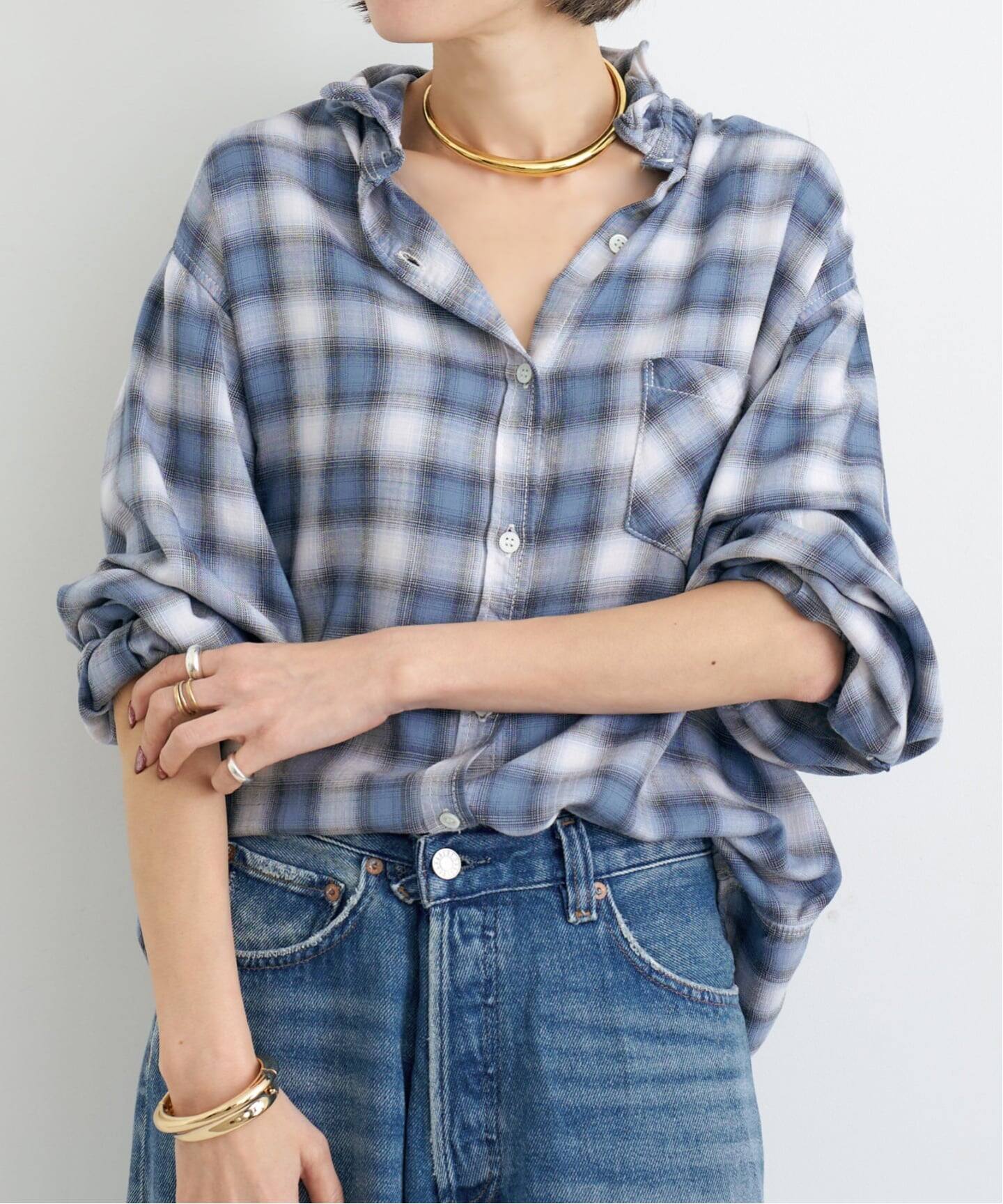 REMI RELIEF/レミ レリーフ】 CHECK SHIRT（シャツ／ブラウス）｜L 