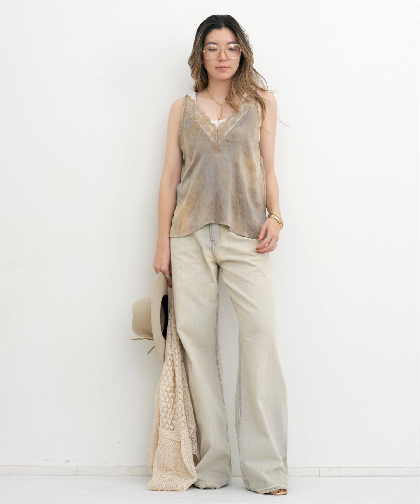 LOVE TANJANE/ラブ タンジェイン】 SILK JAZZY LACE TOP（キャミソール