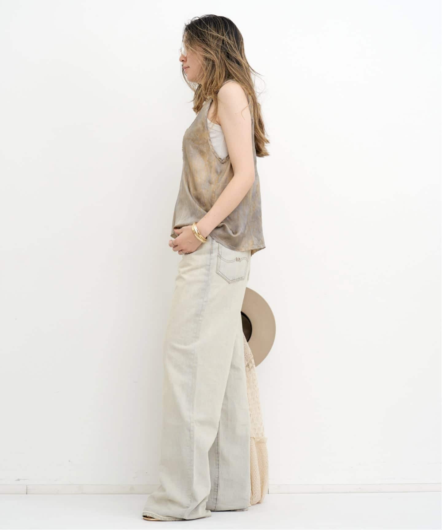 トップス L'Appartement LOVE TANJANE LACE TOP LOVE TANJANE/ラブ タンジェイン】 SILK JAZZY LACE TOP（キャミソール