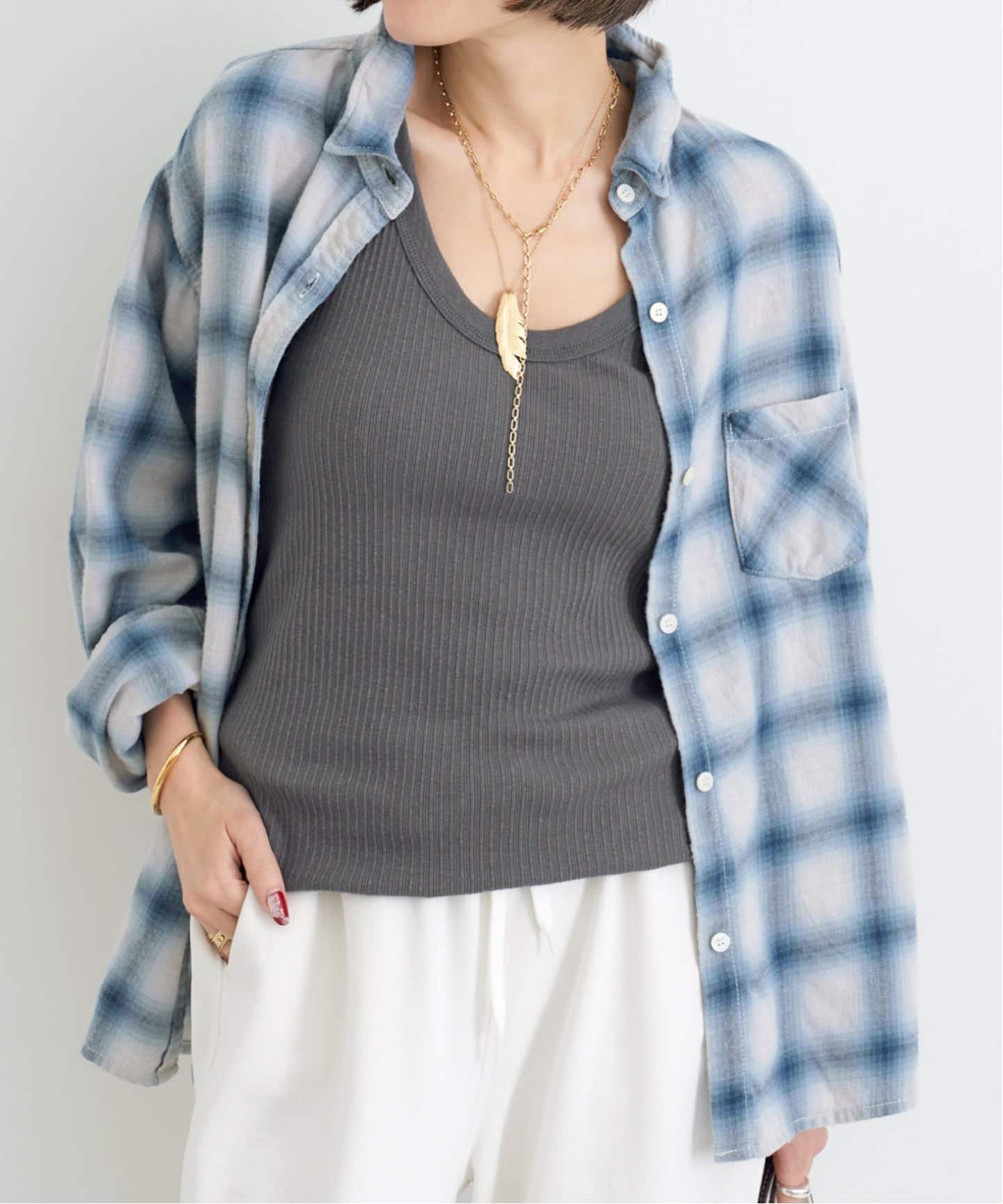 L'Appartement⭐︎アパルトモン⭐︎remi reliefチェックシャツ REMI RELIEF/レミ レリーフ】 OMBRE CHECK SHIRT（シャツ／ブラウス