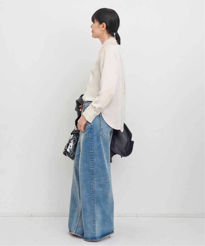 Col Pierrot /コル ピエロ】PEARL BUTTUN SATIN BLOUSE（シャツ 