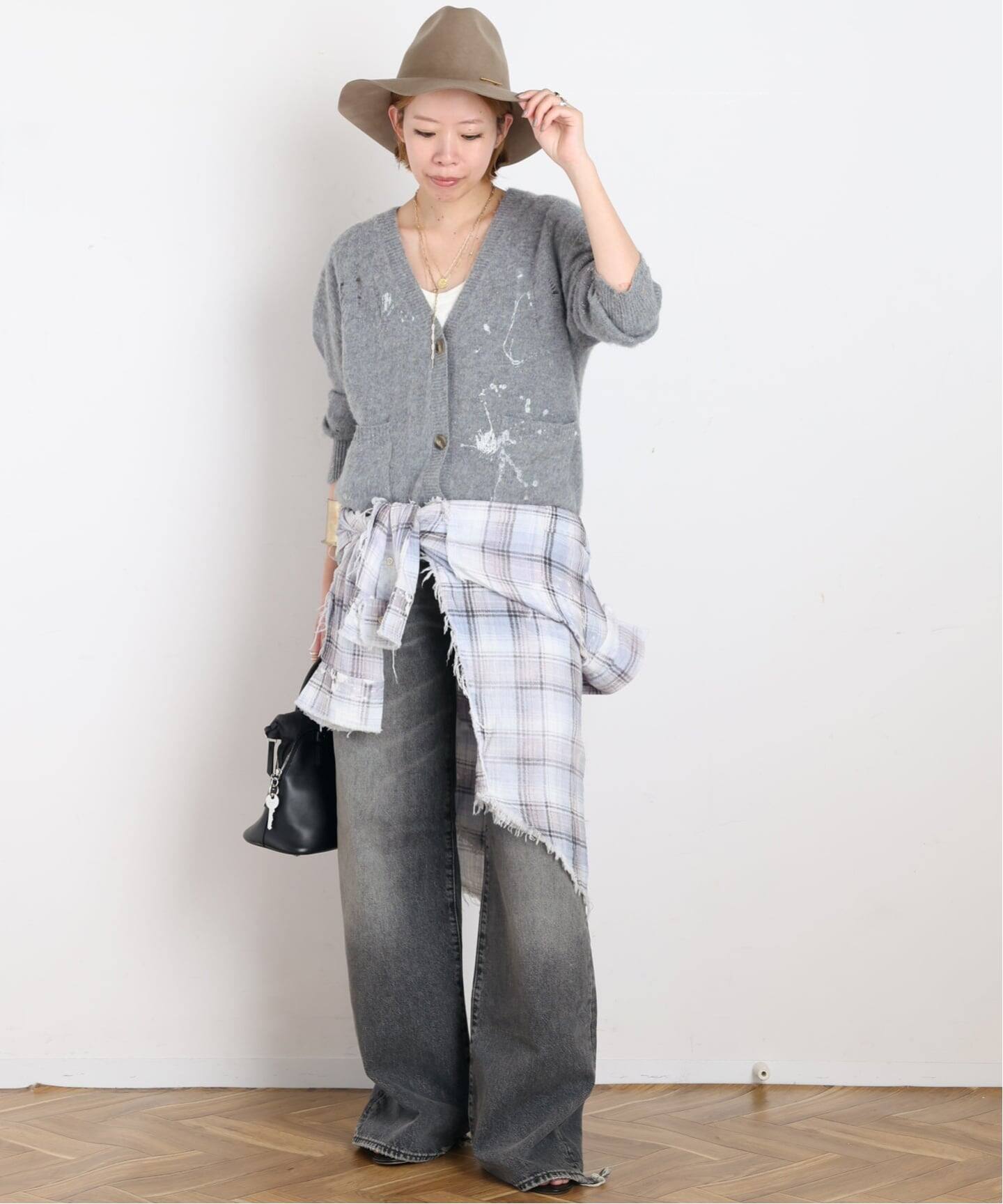 R13/アールサーティーン】SHREDDED SEAM DROP NECK SHIRT（シャツ 