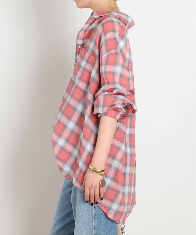 COOR / クアー】SEERSUCKER OMBRE CHECKERED SHIRTS（シャツ／ブラウス 