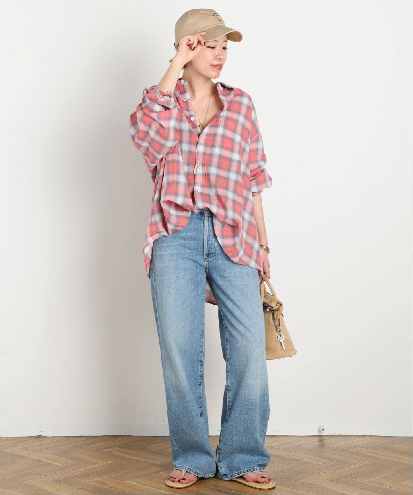 COOR / クアー】SEERSUCKER OMBRE CHECKERED SHIRTS（シャツ／ブラウス