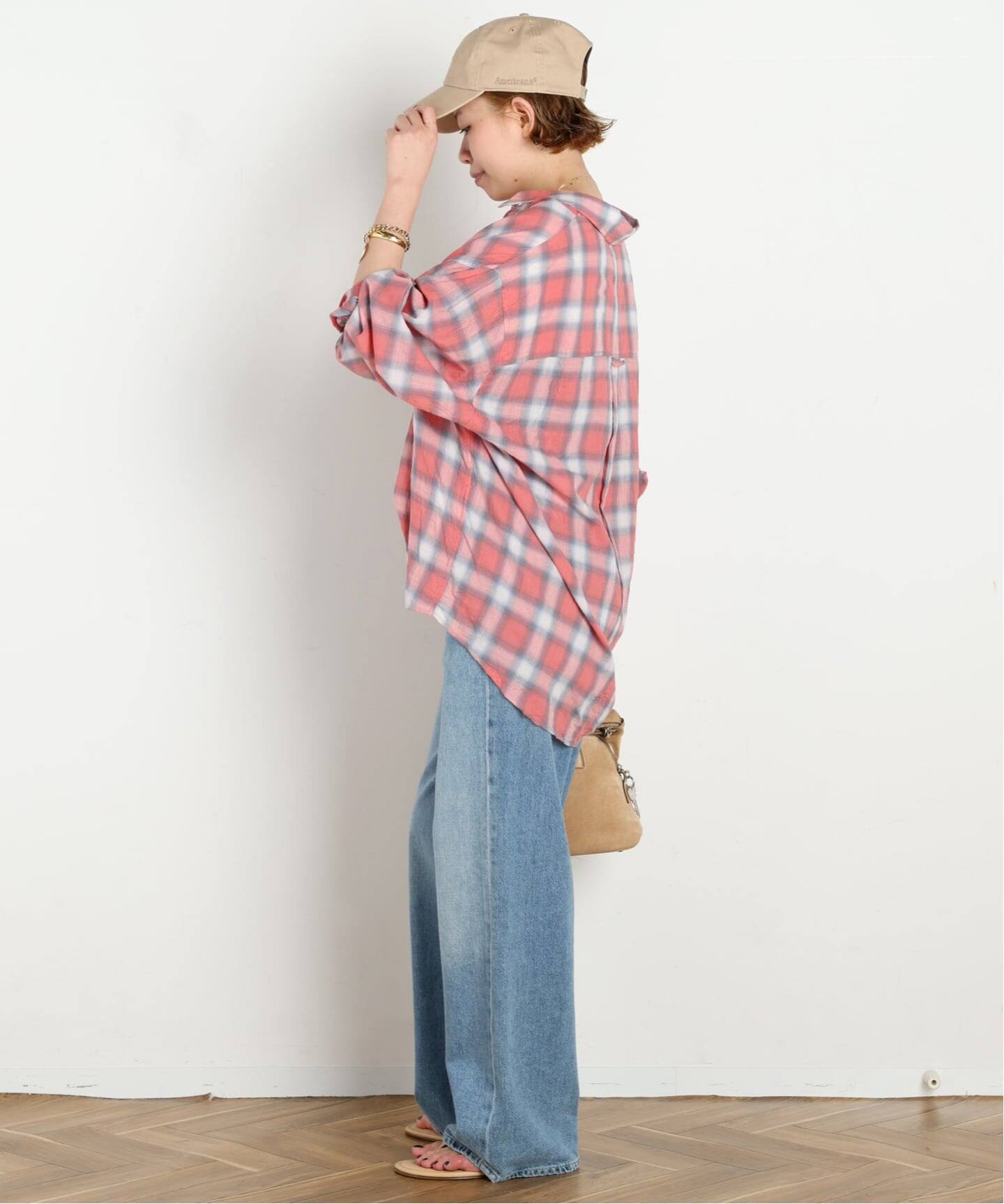 COOR / クアー】SEERSUCKER OMBRE CHECKERED SHIRTS（シャツ／ブラウス