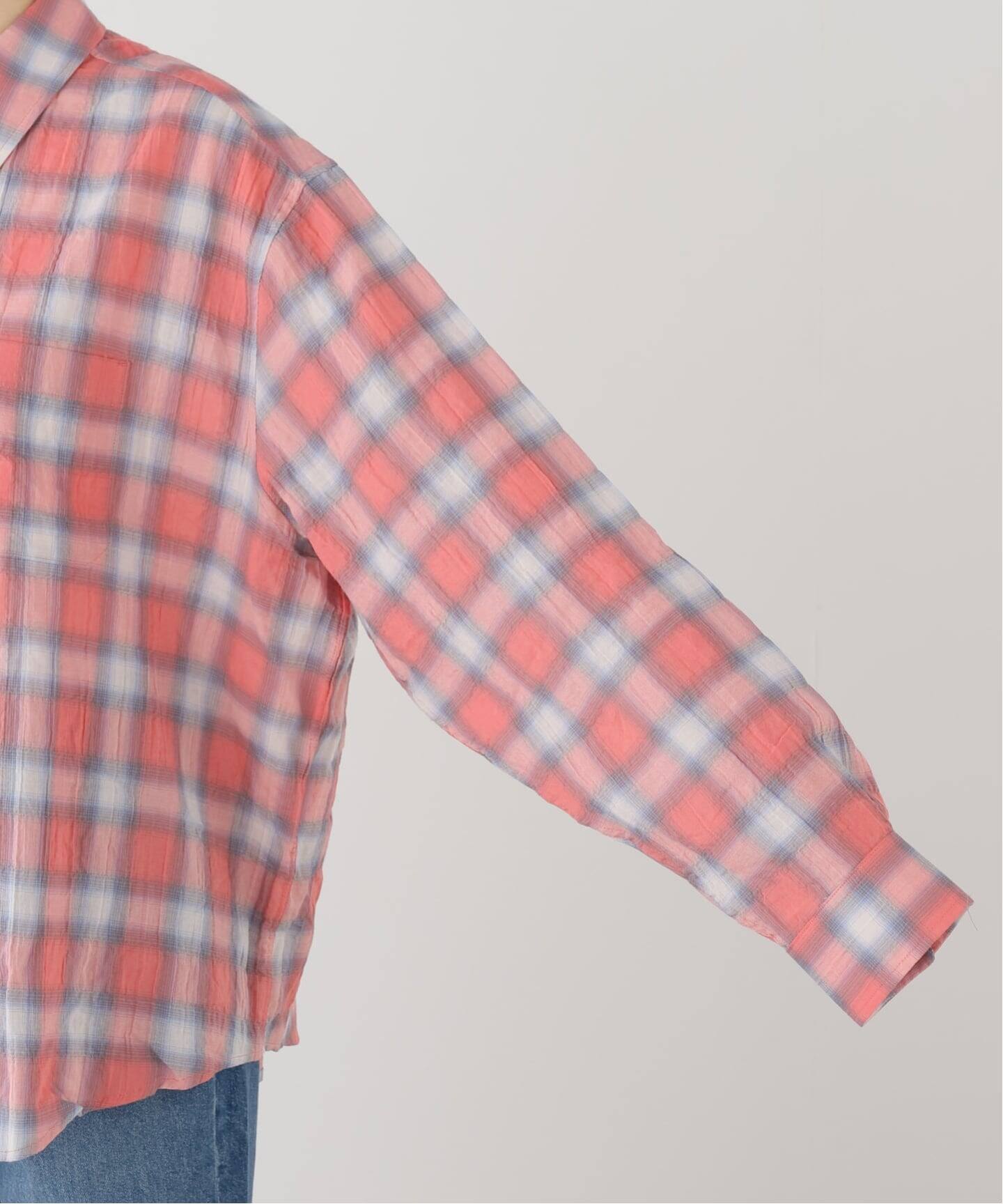COOR / クアー】SEERSUCKER OMBRE CHECKERED SHIRTS（シャツ／ブラウス