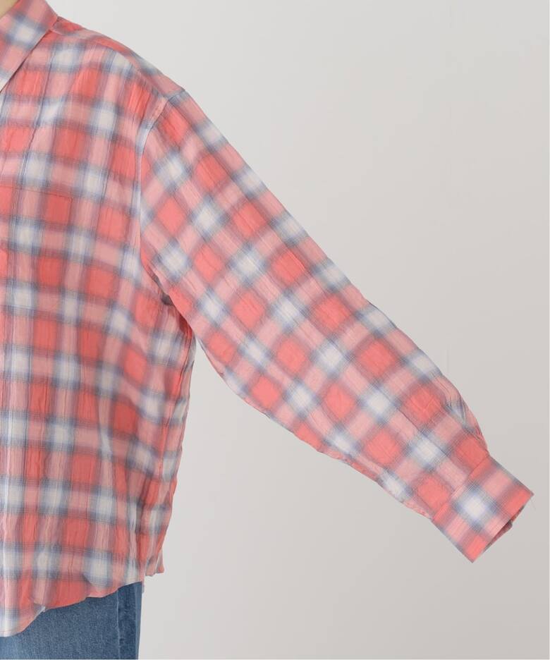 COOR / クアー】SEERSUCKER OMBRE CHECKERED SHIRTS（シャツ／ブラウス 