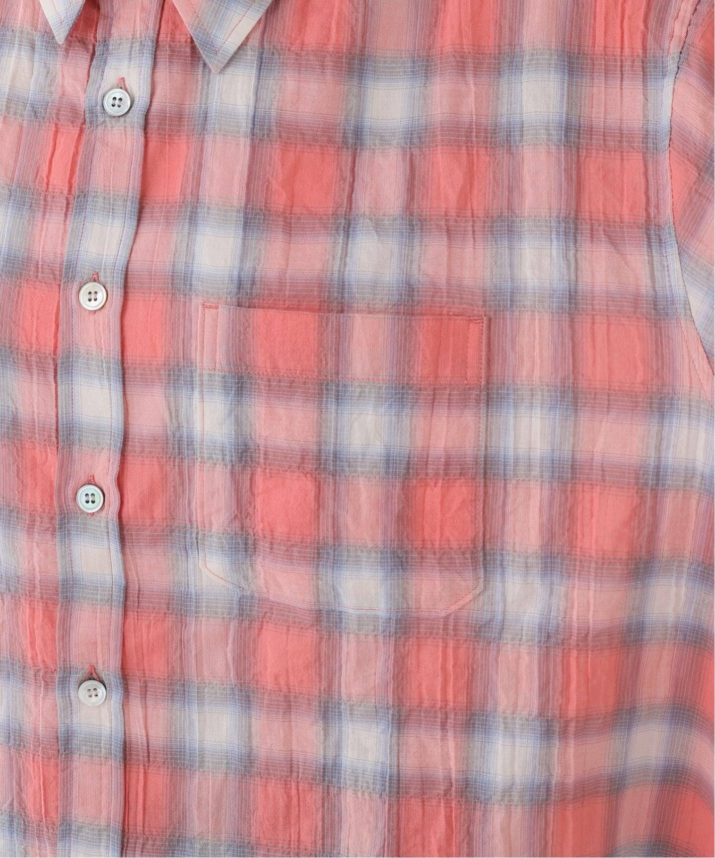 COOR / クアー】SEERSUCKER OMBRE CHECKERED SHIRTS（シャツ／ブラウス