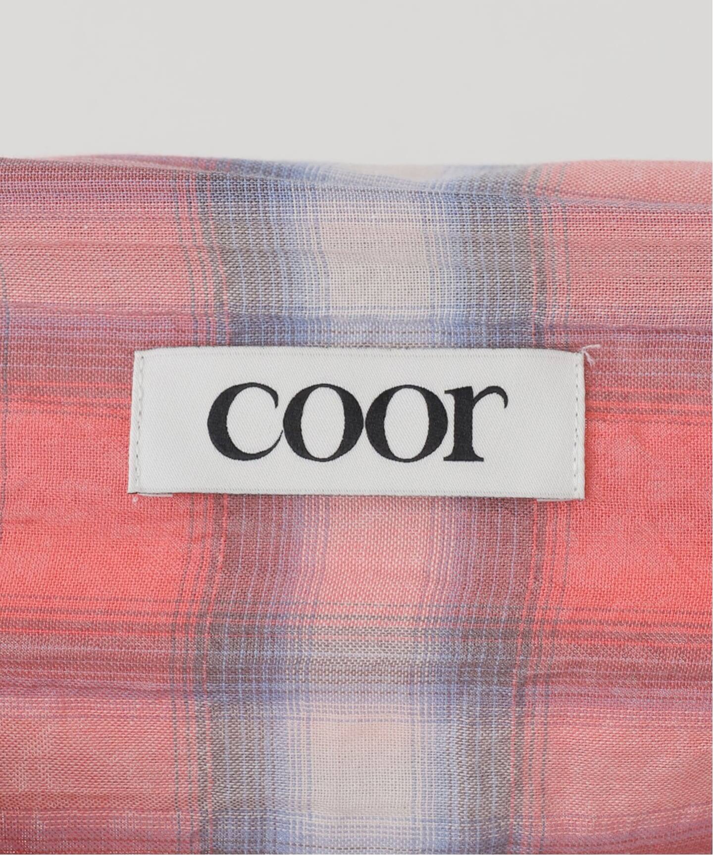 COOR / クアー】SEERSUCKER OMBRE CHECKERED SHIRTS（シャツ／ブラウス