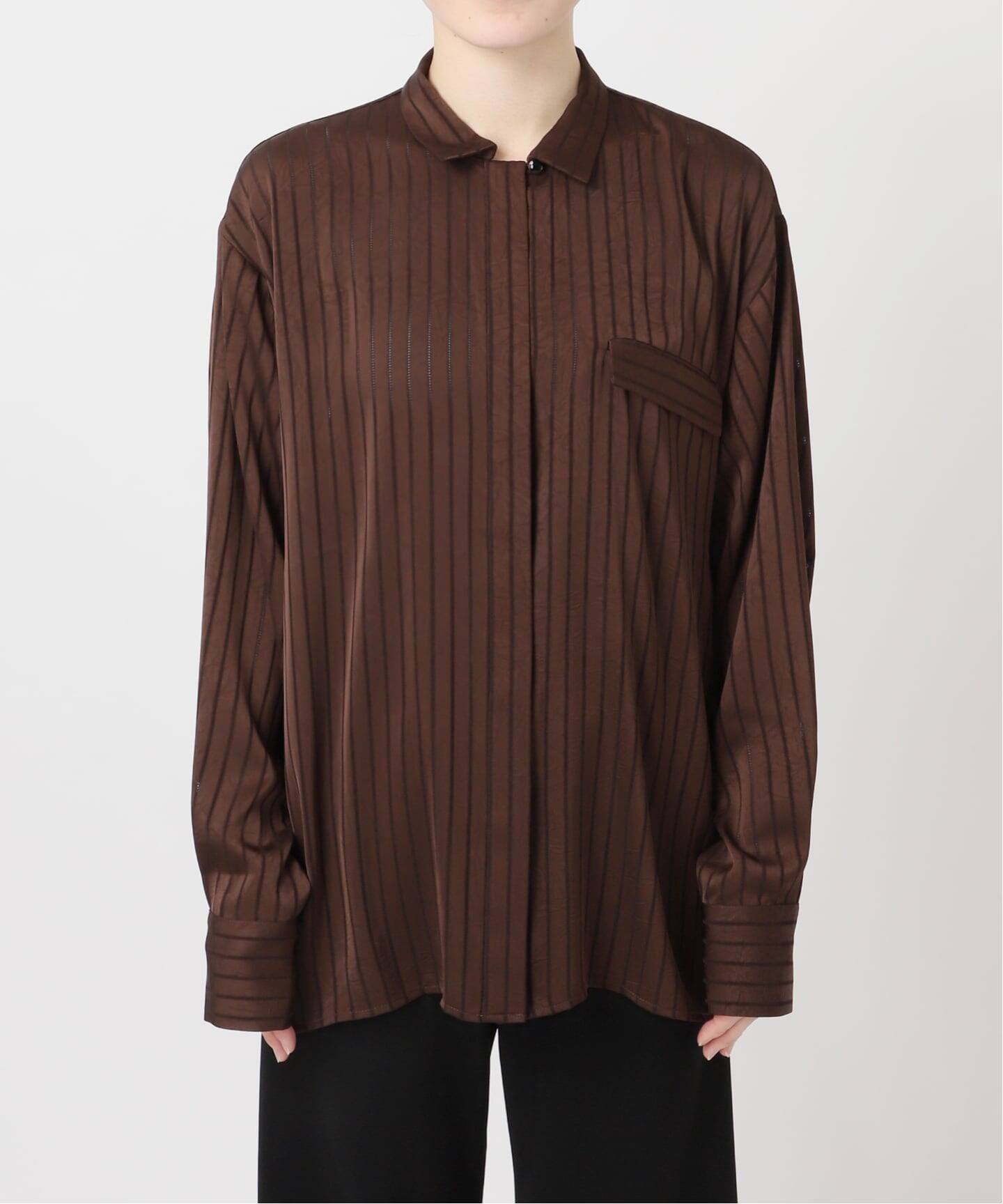 今季【AP studio】サテンシャツ ブラウン　アパルトモン　ドゥーズィーエム 今季【AP studio】サテンシャツ ブラウン アパルトモン ドゥーズィー