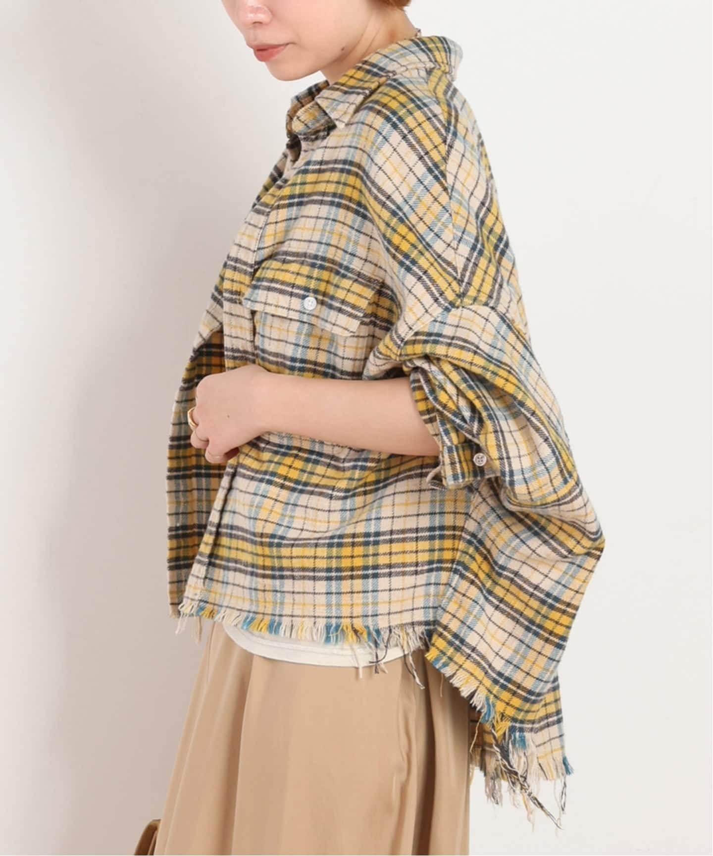 R13/アールサーティーン】CROPPED WORK Shirt（シャツ／ブラウス）｜AP