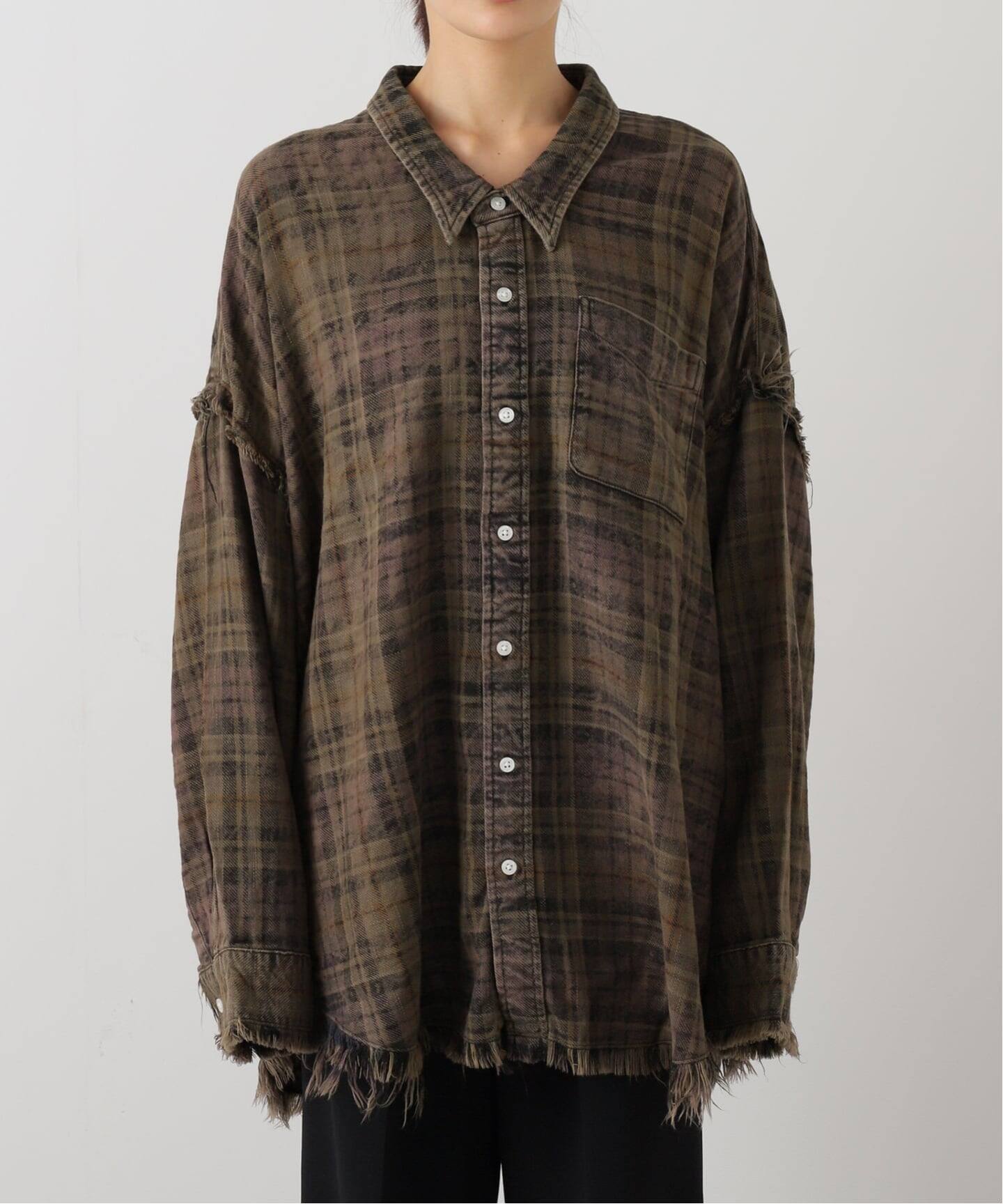 R13 アールサーティーンSHREDDED SEAM DROP NECK R13/アールサーティーン】SHREDDED SEAM DROP NECK SHIRT（シャツ