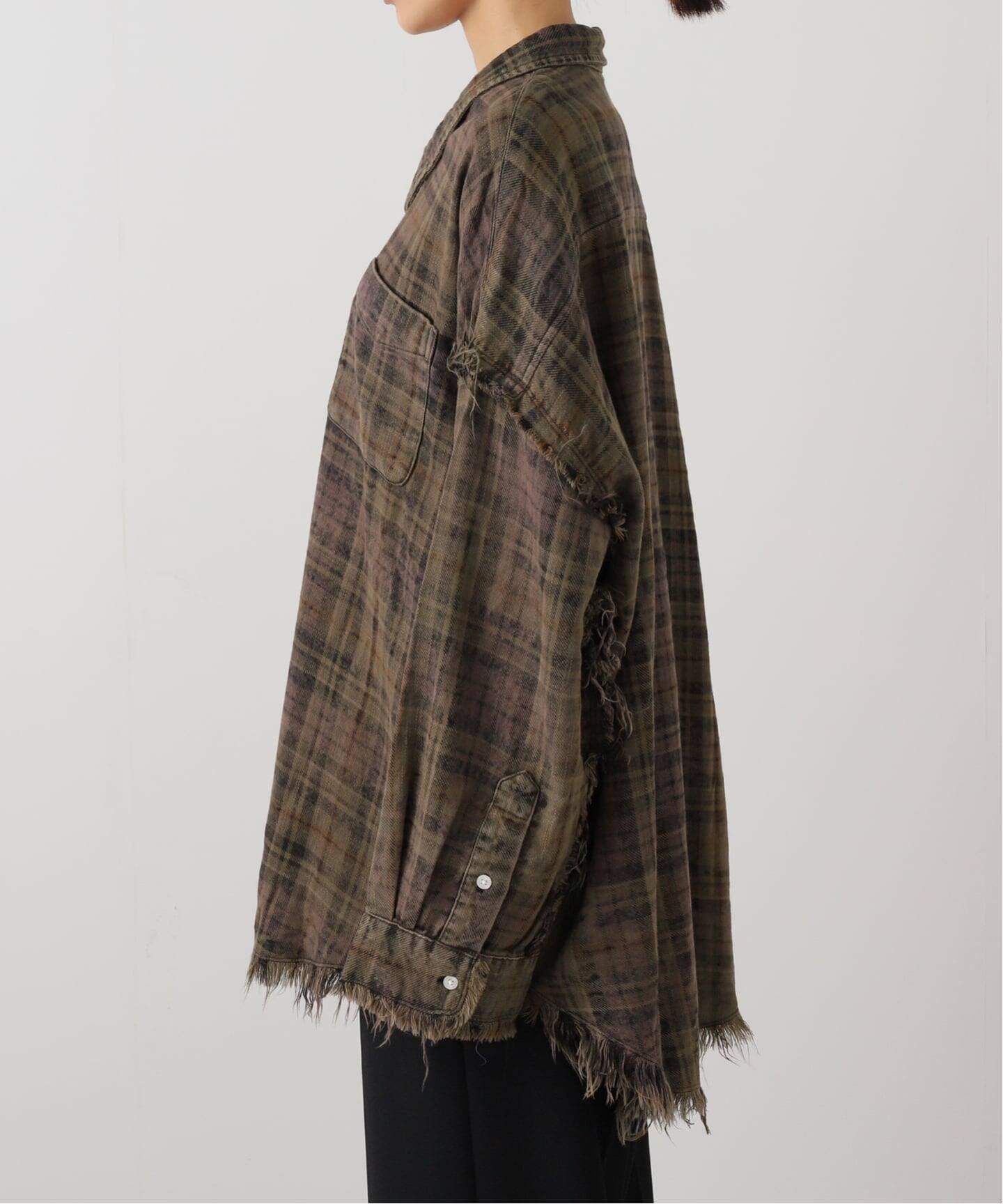 R13/アールサーティーン】SHREDDED SEAM DROP NECK SHIRT（シャツ