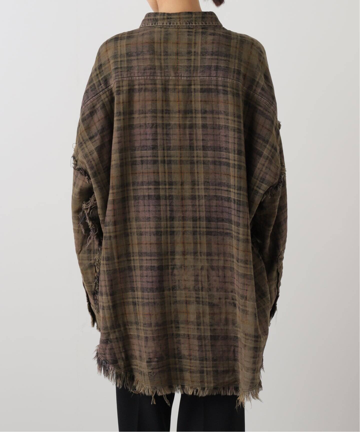 R13/アールサーティーン】SHREDDED SEAM DROP NECK SHIRT（シャツ