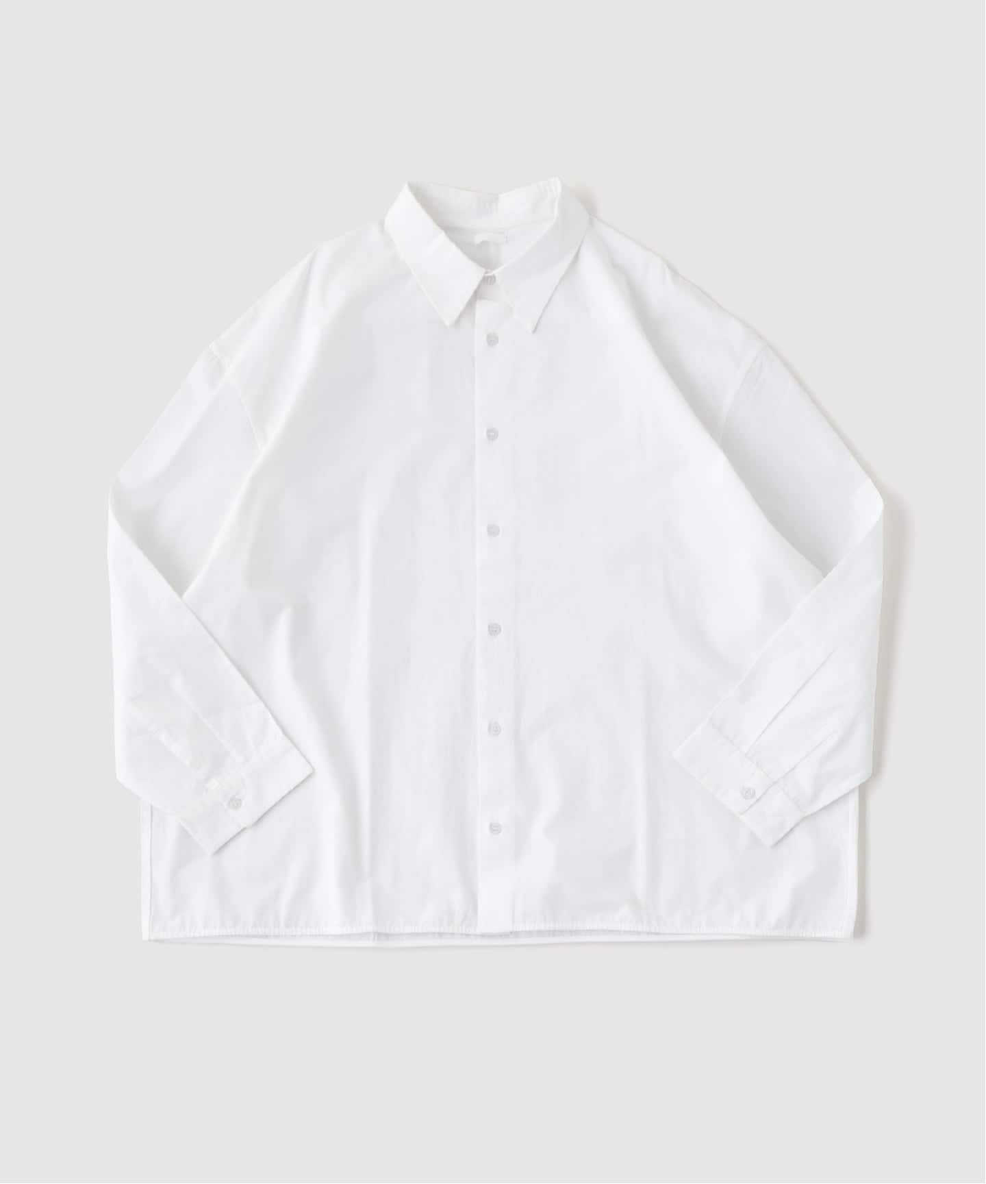 SEEALL シーオール　刺繍入り ホワイト 長袖シャツ　ブラウス SEEALL / シーオール REGULAR COLLAR SHIRTS SOLID（シャツ／ブラウス