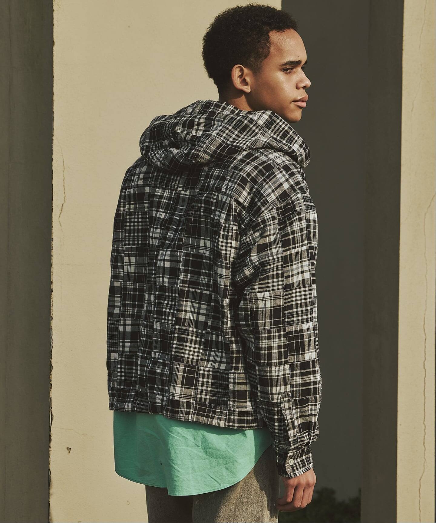 マダマダ　madder madder コットン　シェルターブラウス チェック DERA” CHECK SHELTER BLOUSE | madder madder