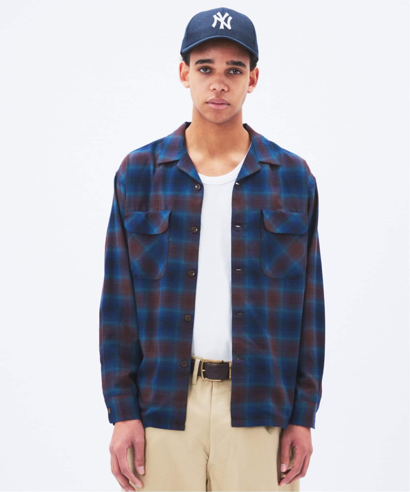 PENDLETON ジャーナルスタンダード別注 オープンカラーシャツネイビー　M PENDLETON / ペンドルトン 別注 オープンカラーシャツ（シャツ