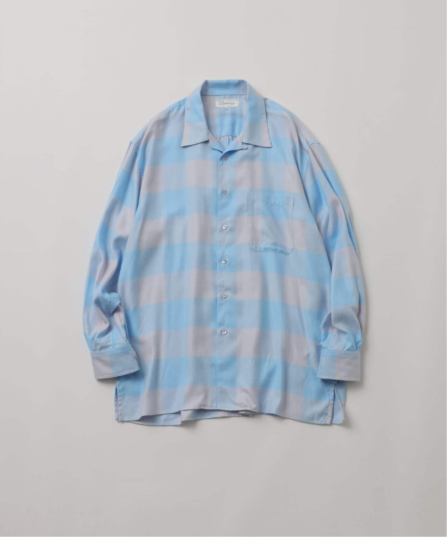FOLL / フォル】summer modal check open collar shirt（シャツ