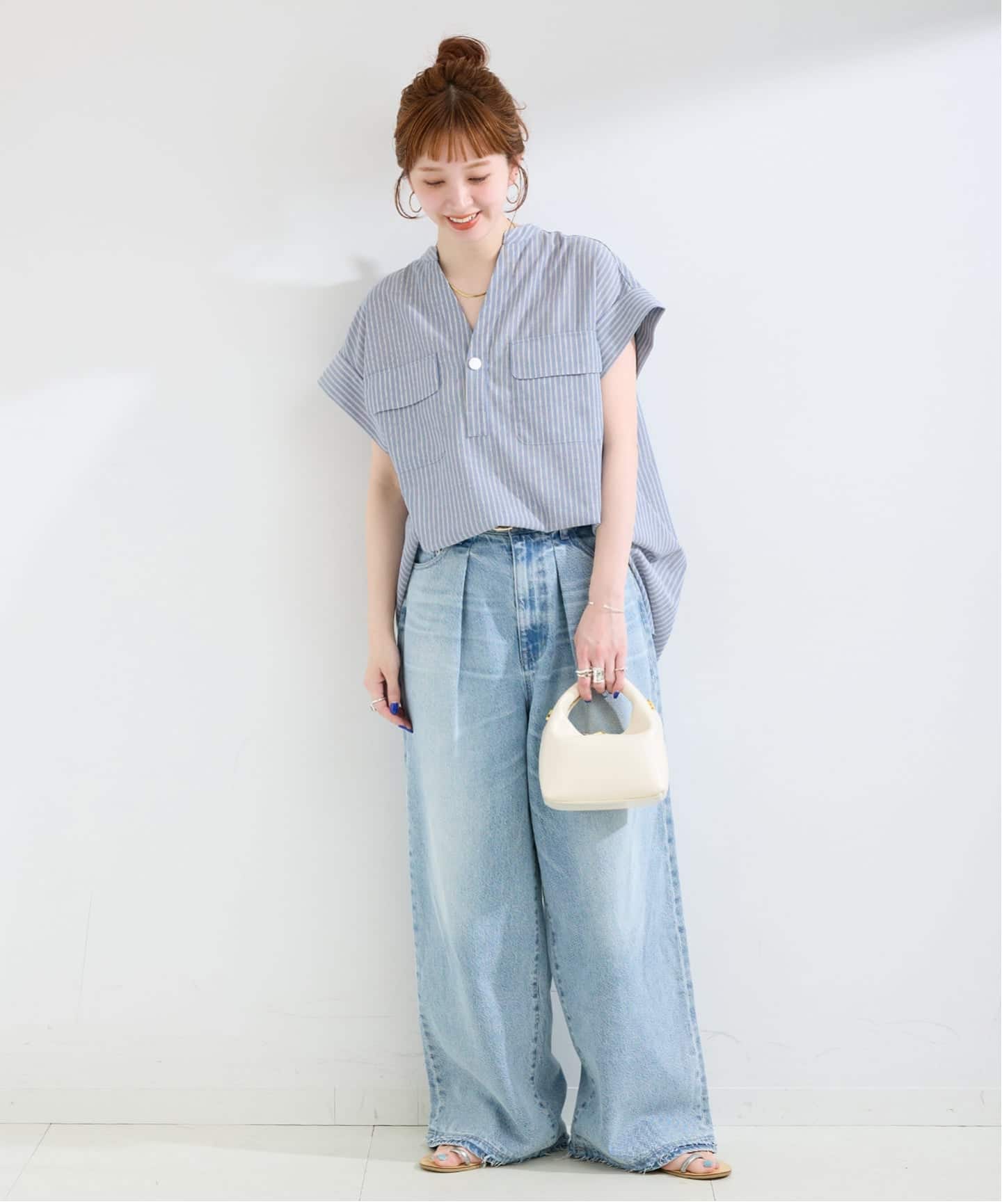 手洗い可 / スタンドスキッパーチュニックシャツ（シャツ／ブラウス