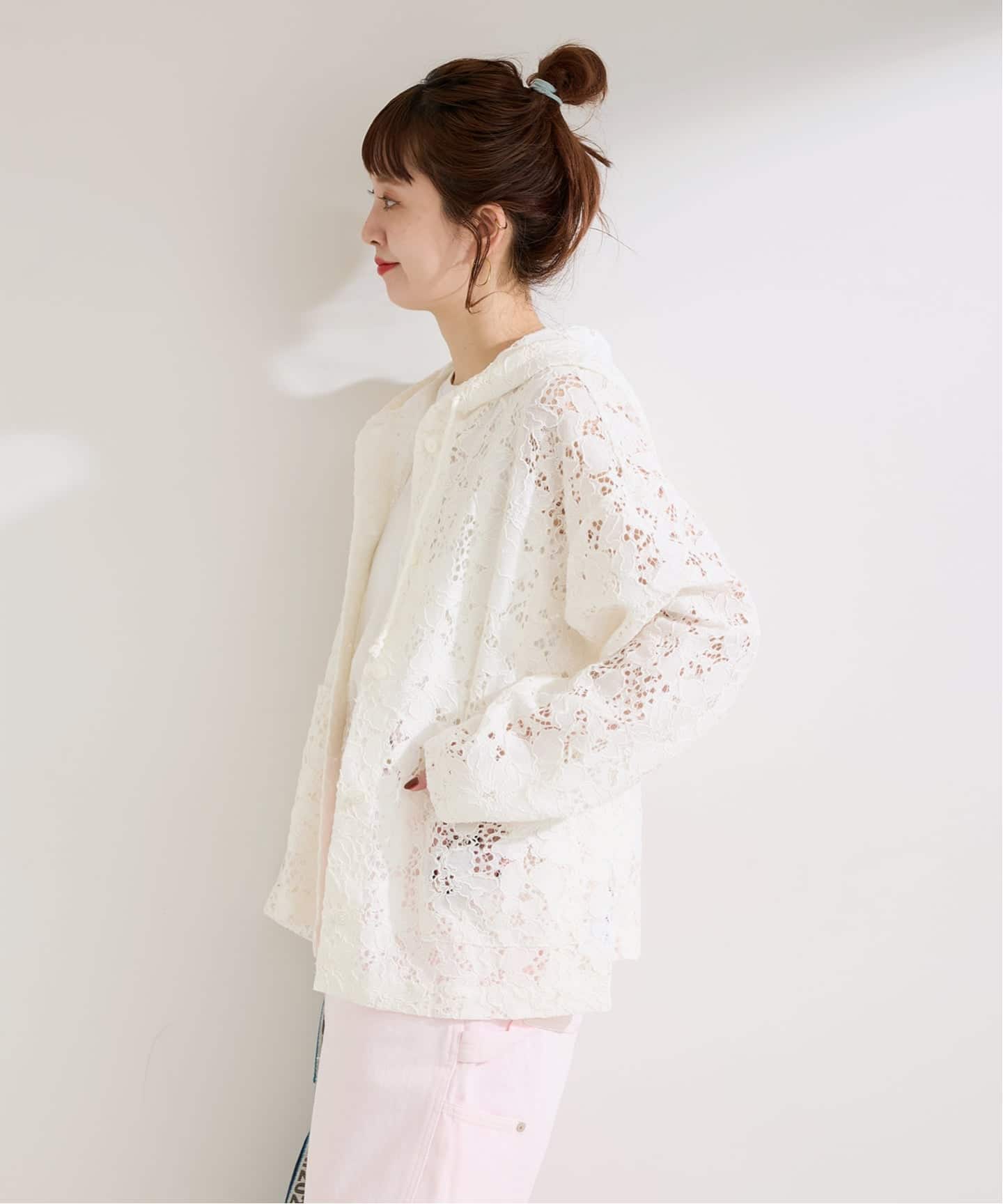 手洗い可 / レースフードシャツ（シャツ／ブラウス）｜B.C STOCK（ベー