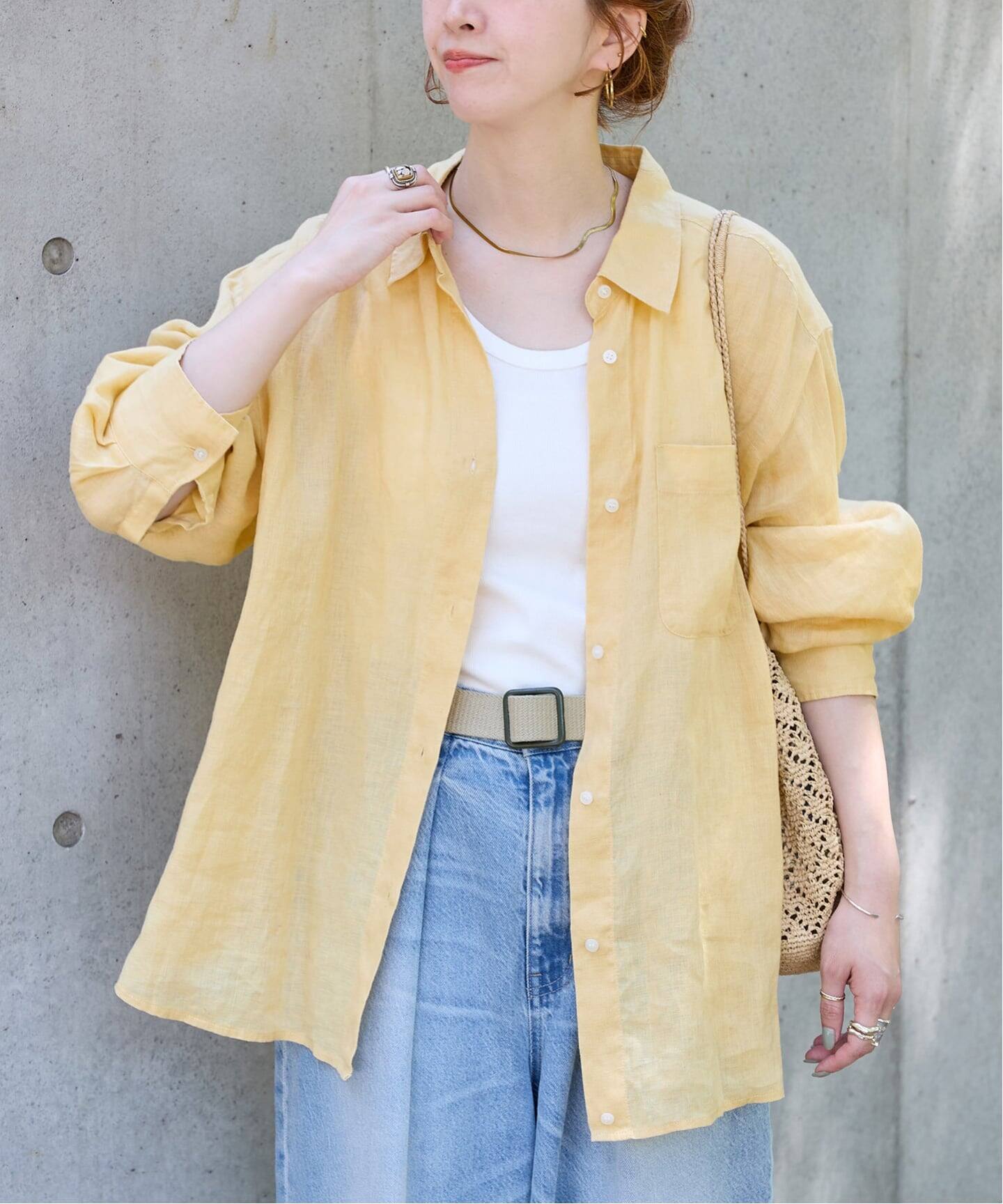 S/Mサイズ展開》手洗い可 / 2WAYフレンチリネンシャツ（シャツ 