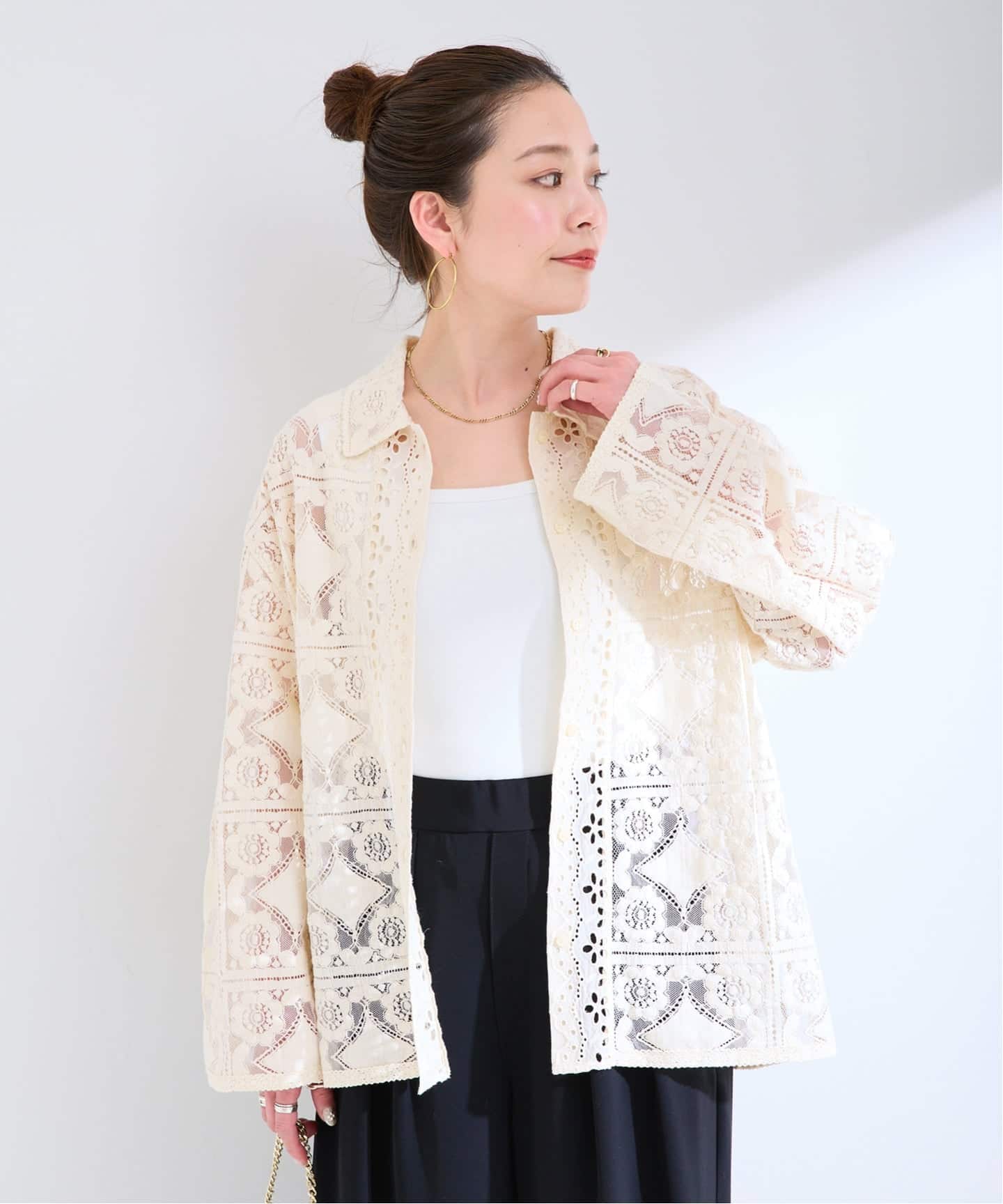 手洗い可 / レースembroideryシャツ（シャツ／ブラウス）｜B.C STOCK