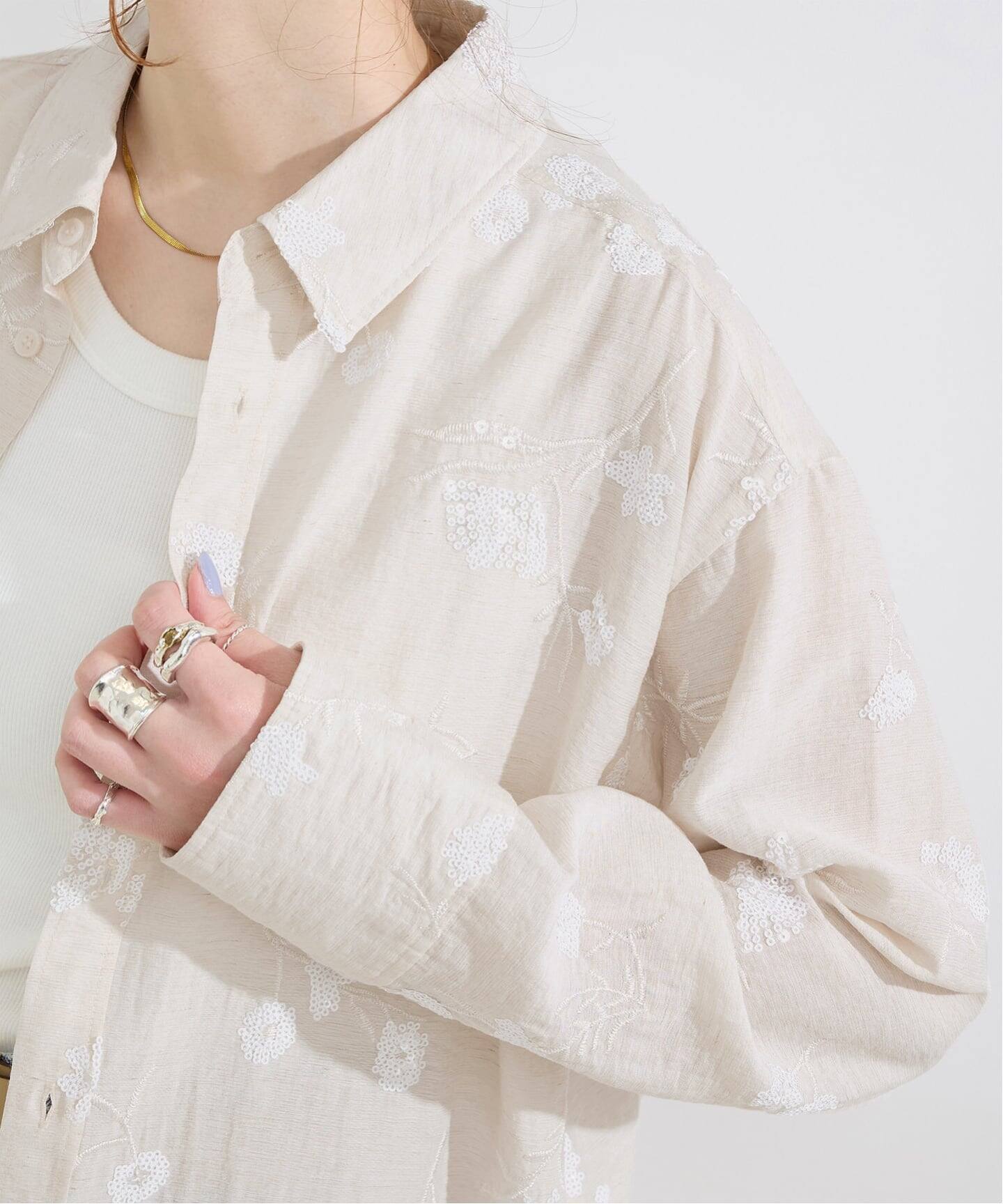手洗い可 / スパンコール刺繍シャツ（シャツ／ブラウス）｜B.C STOCK