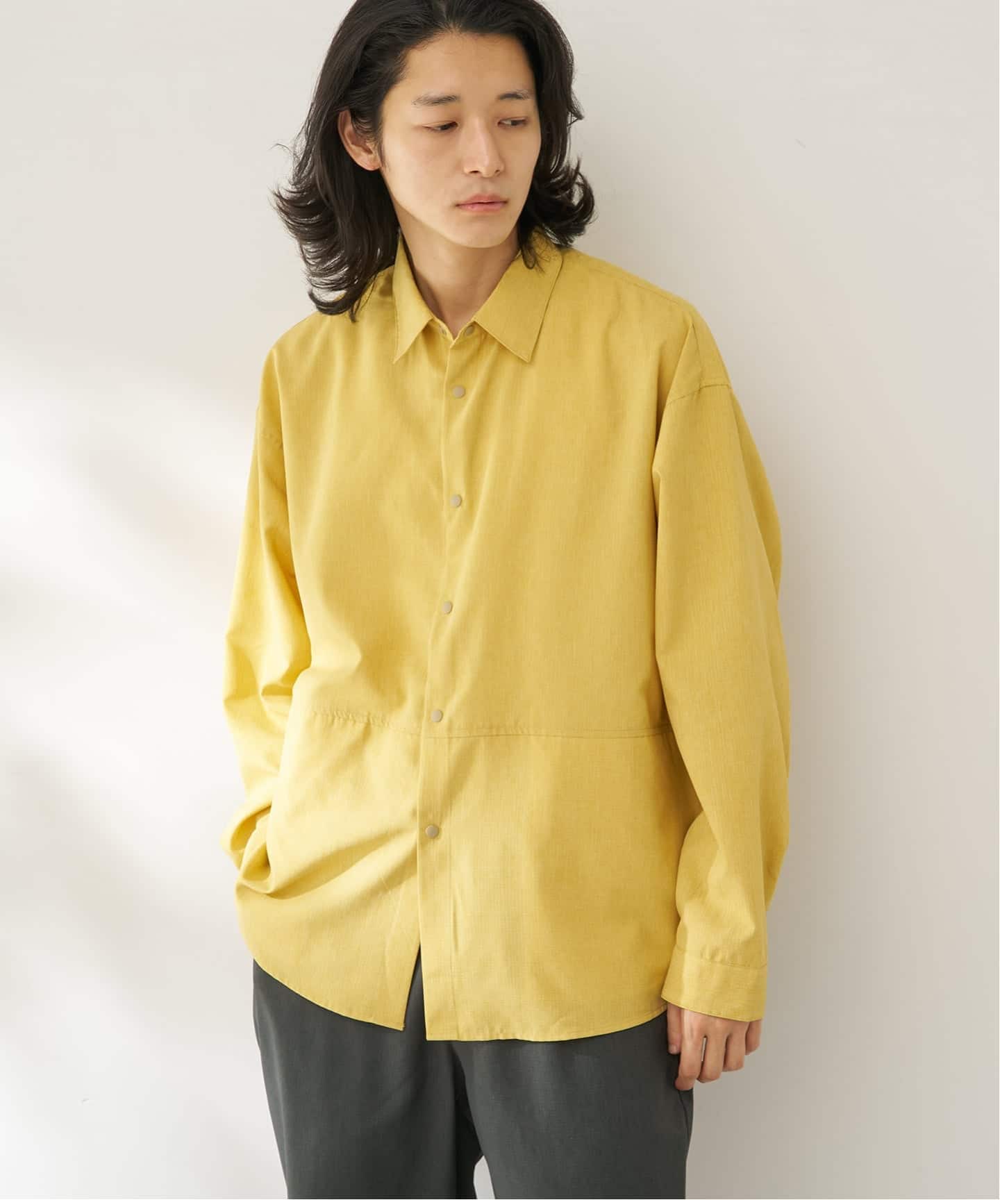 UNUSEDイエロー シースルーシャツジャケットポリエステル製 速乾・接触冷感・UVカット】COOLFIBER(R)Air シャツジャケット（シャツ