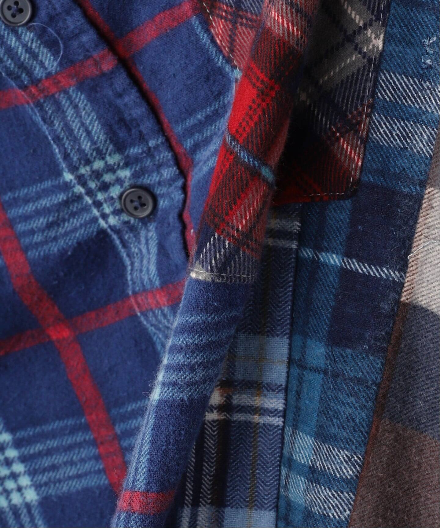 REBUILD by NEEDLES リビルドバイニードルズ 7 CUTS WIDE SHIRT 表記不明 再構築マルチチェックシャツ GL291   マルチカラー メンズ / 243001003532 REBUILD by NEEDLES リビルドバイニードルズ 7 CUTS WIDE SHIRT 表記