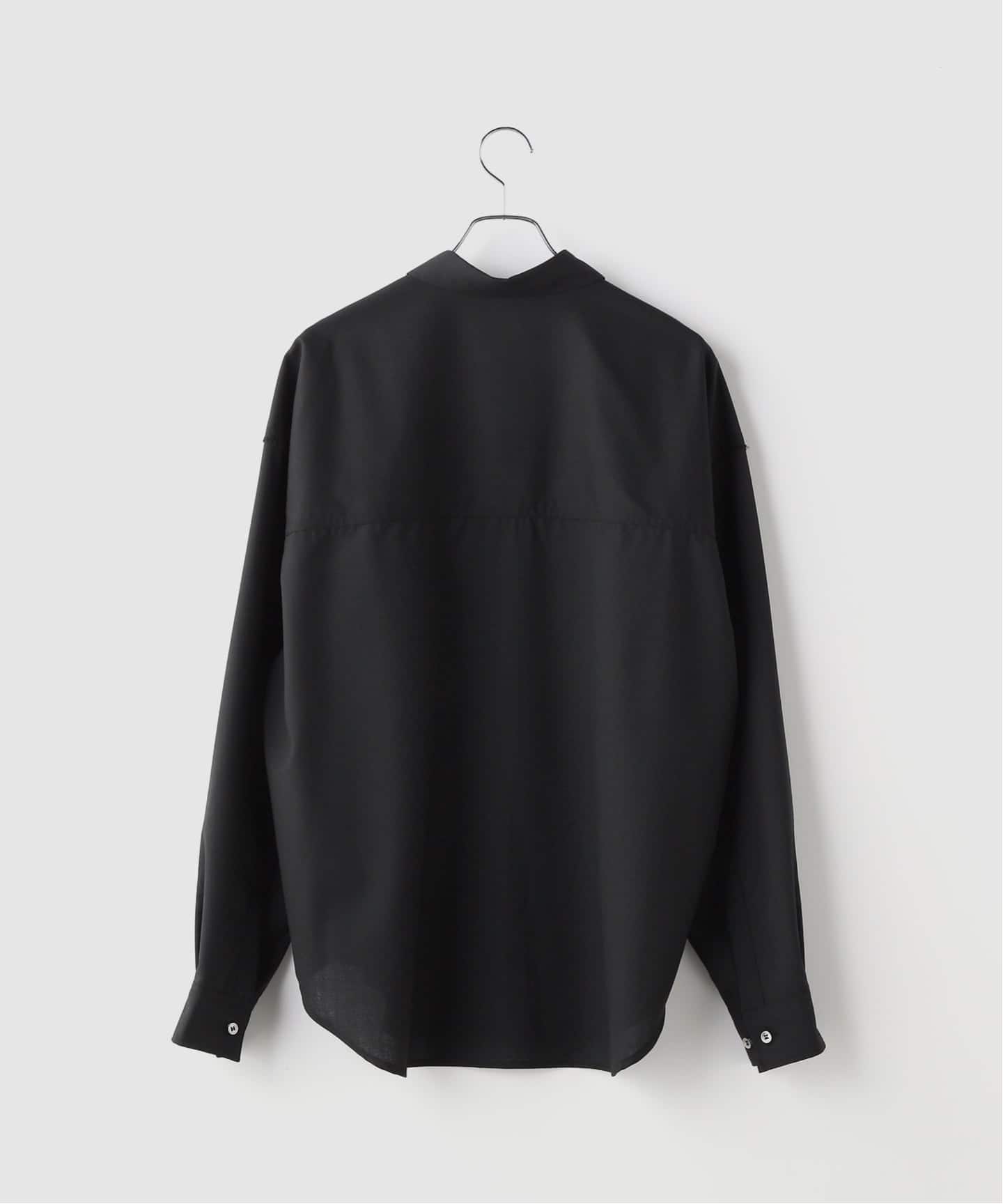 【PING❎ AddElm新品】add.03吸汗速乾 モックネックシャツ 黒 Name./ネーム WOOL CALM SKIN WIDE SHIRT（シャツ／ブラウス）｜JOINT