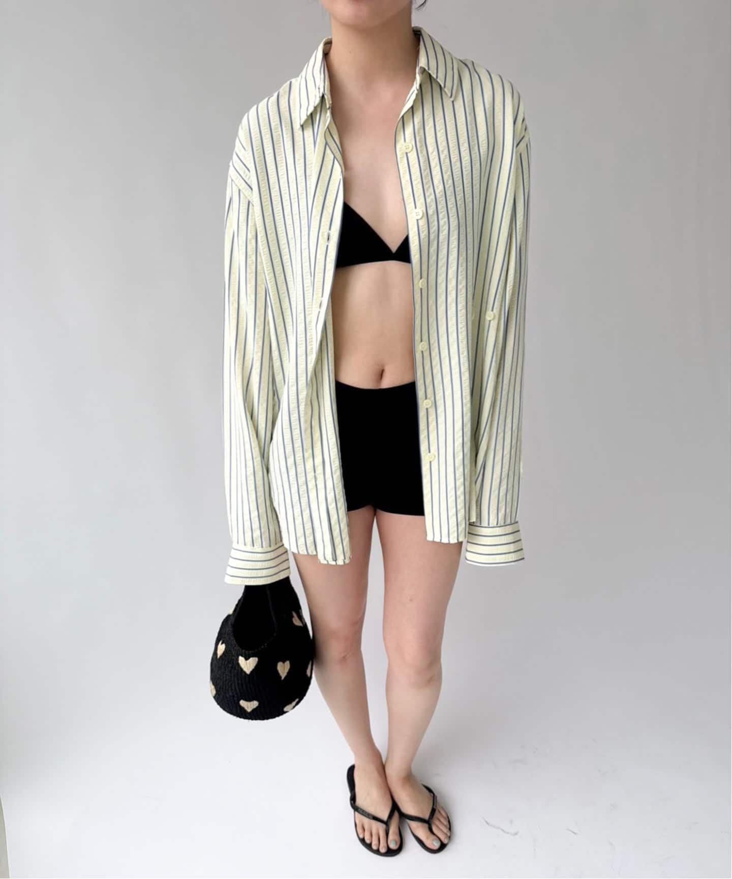 PISCESS/パイシス】 Stripe Side Button Shirt（シャツ／ブラウス