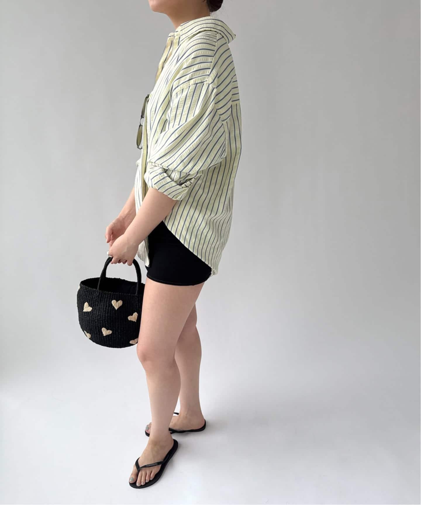 PISCESS/パイシス】 Stripe Side Button Shirt（シャツ／ブラウス