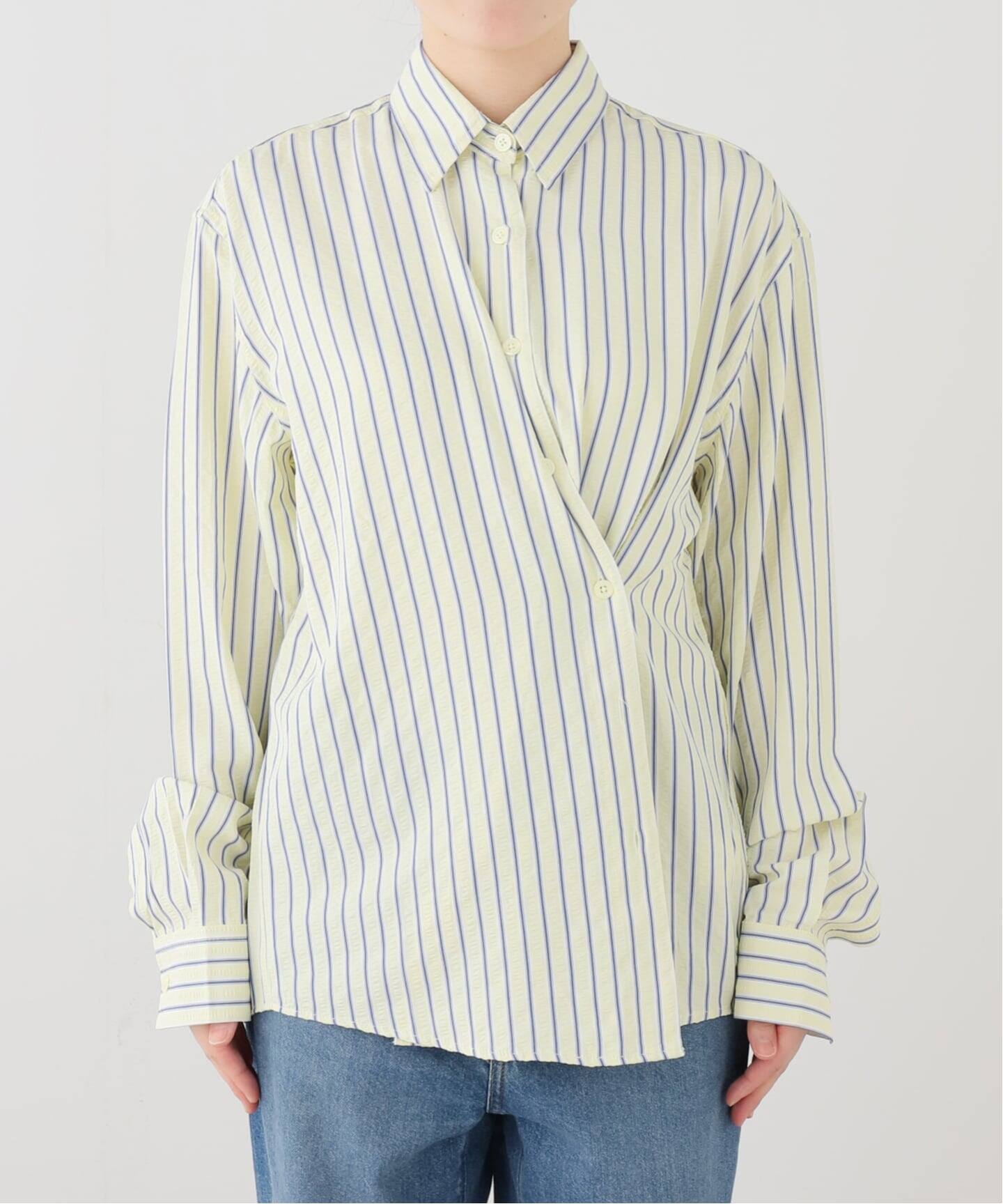 PISCESS/パイシス】 Stripe Side Button Shirt（シャツ／ブラウス