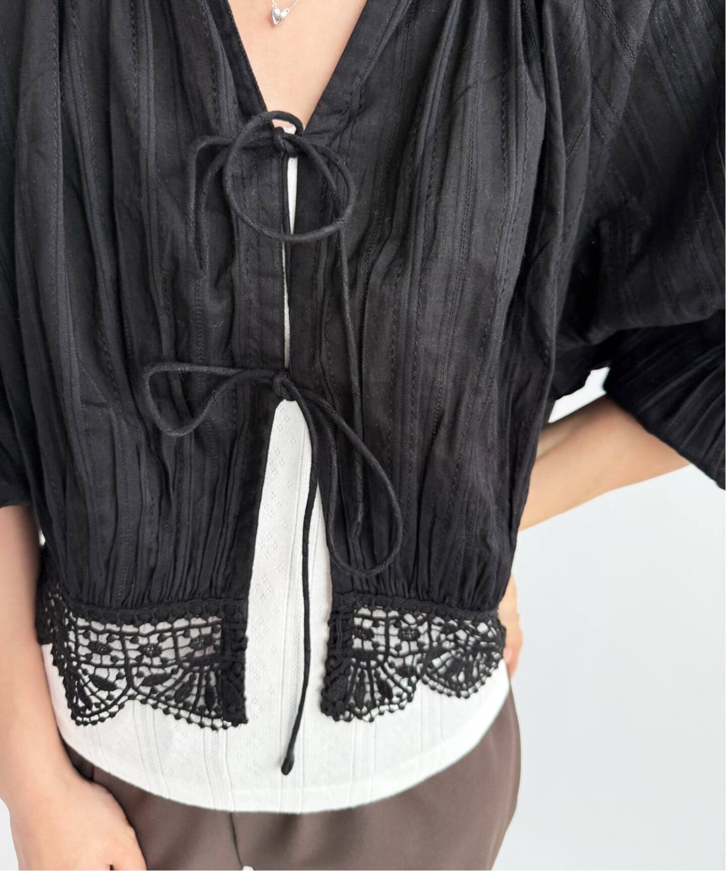 ne Quittez pas / ヌキテパ】Cambric Dobby Lace Blouse（シャツ 