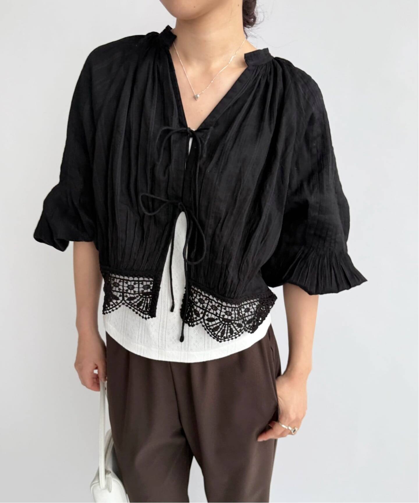ne Quittez pas / ヌキテパ】Cambric Dobby Lace Blouse（シャツ 