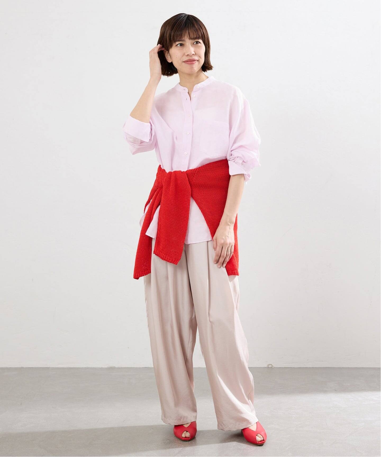 一部カラーWEB限定》ラミーリヨセルバンドカラーシャツ（シャツ